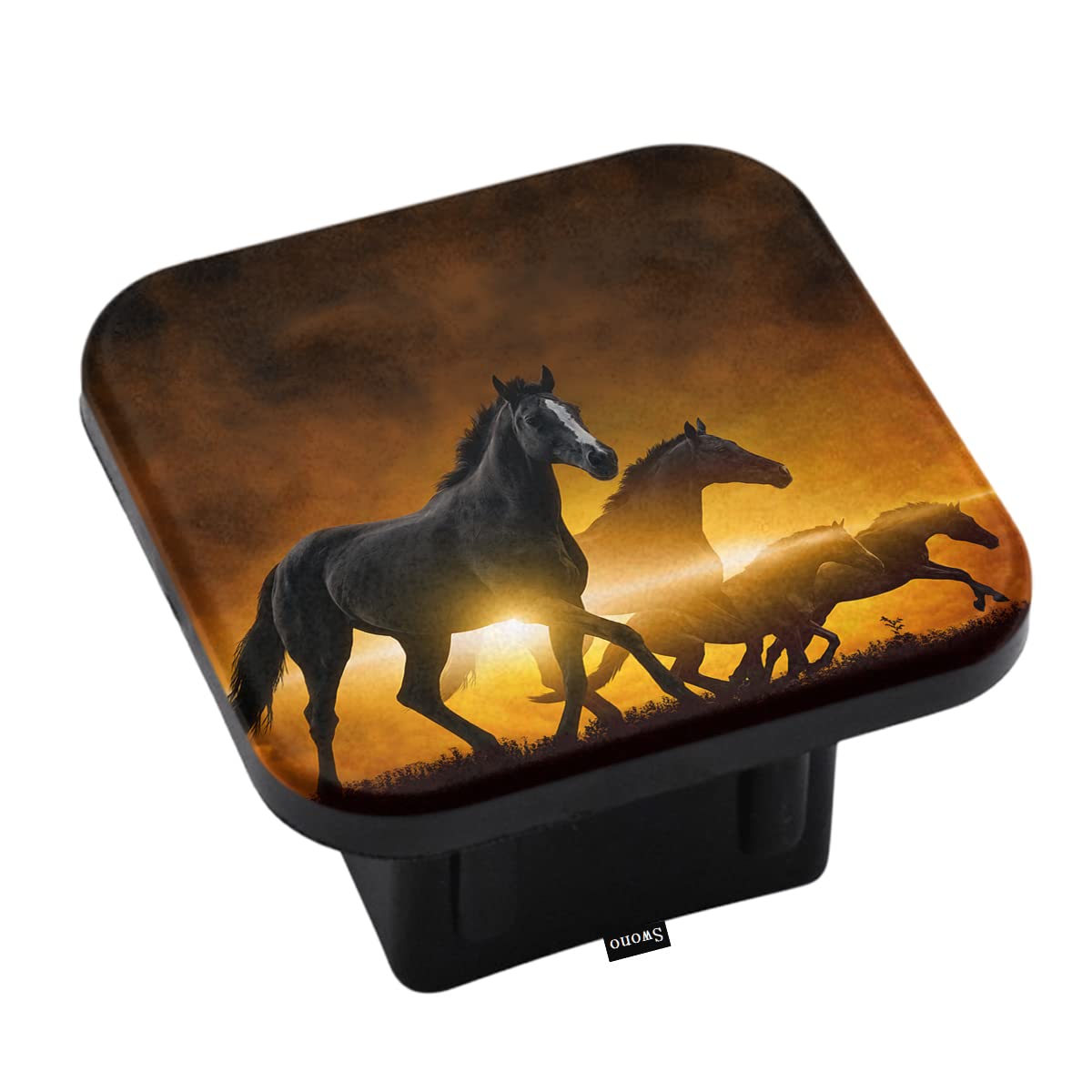 Swono Horses Car Rear Hitch Covers Running Horses Red Glowing Clouds Sunset Hitch Cover Protects Your Trailer Hitch Receiver Fro