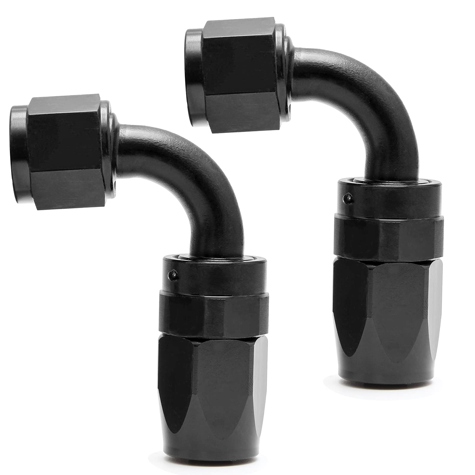 Shineyoo 10An 90 Degree Swivel Hose End Fitting 2 Pcs For Braided Fuel Oil Line End 10An Fittings Aluminum Black