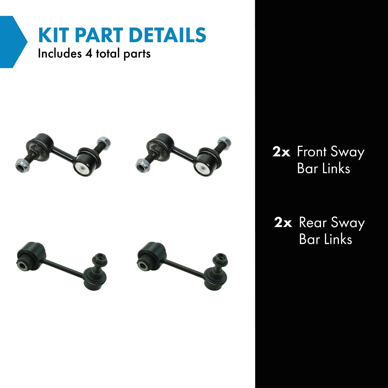 Trq Front & Rear Sway Bar Stabilizer Link Set Compatible With 2009-2013 Subaru Forester