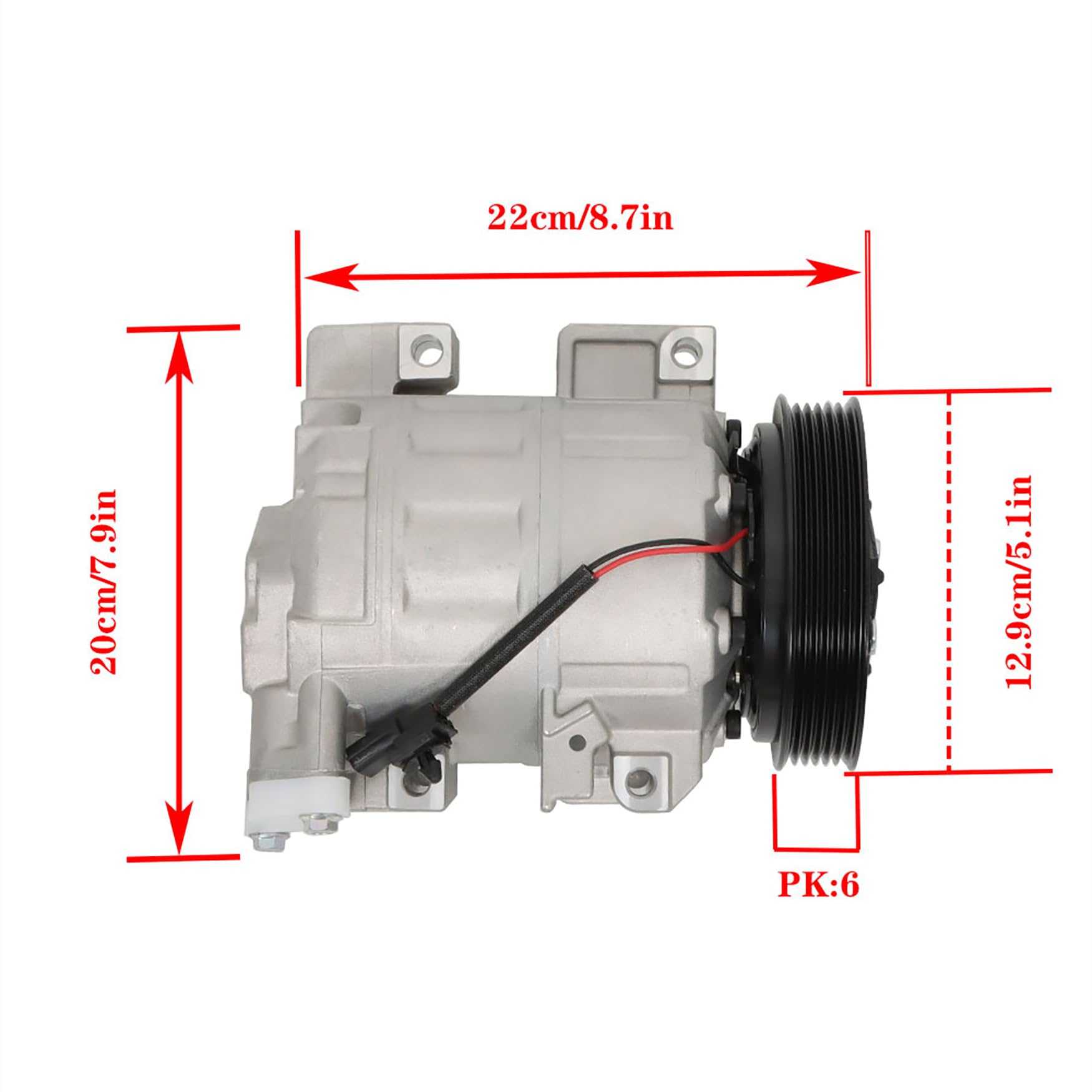 WFLNHB AC Compressor with Clutch Replacement for Nissan Altima Sentra 2.5L 2007-2012 CO 10886C 92600JA00A