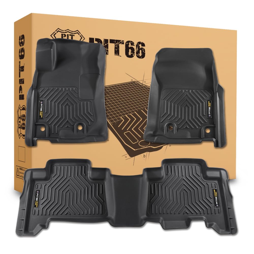 Pit66 Floor Mats Set Compatible With 2013-2024 Toyota 4Runner / Fit 2014-2023 Lx Gx460 (Heavy Duty) Tpe 3-Piece Premium,Black Al