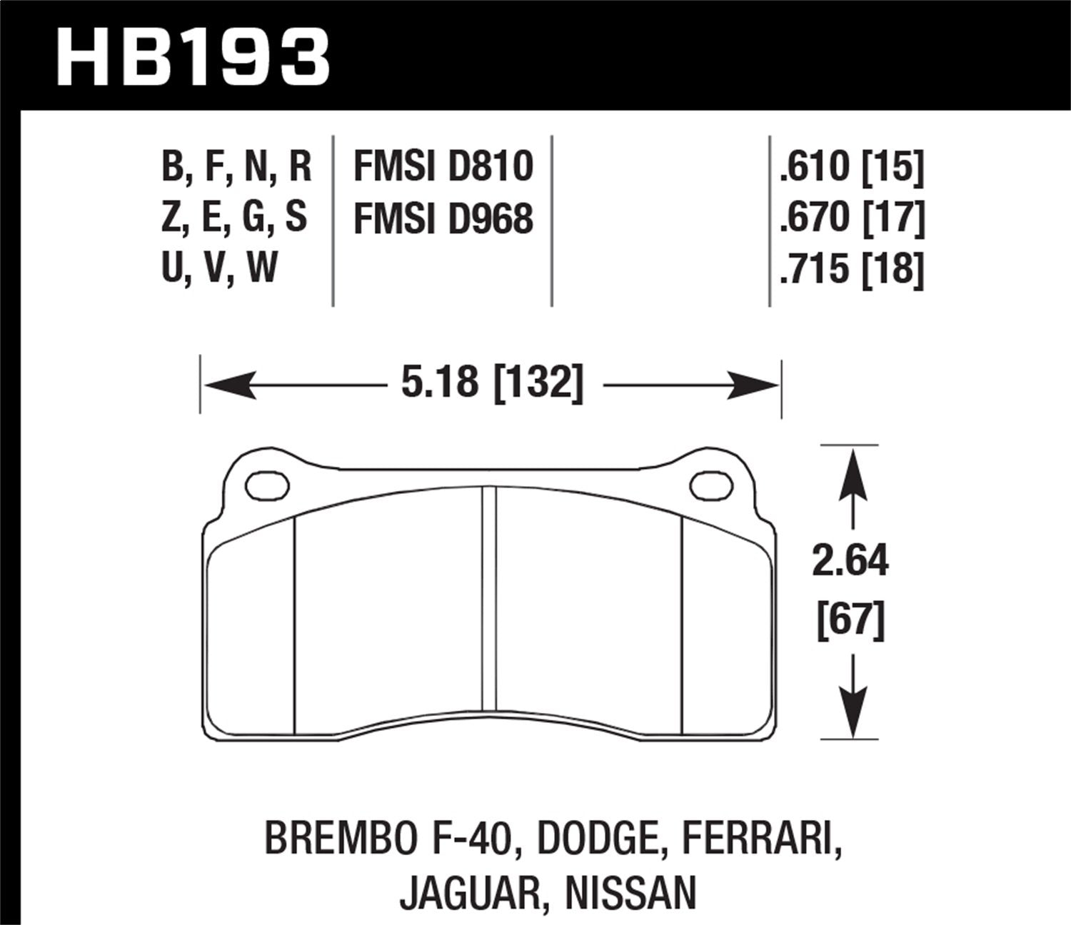 Hawk Performance Hb193Z.670 Performance Ceramic Brake Pad