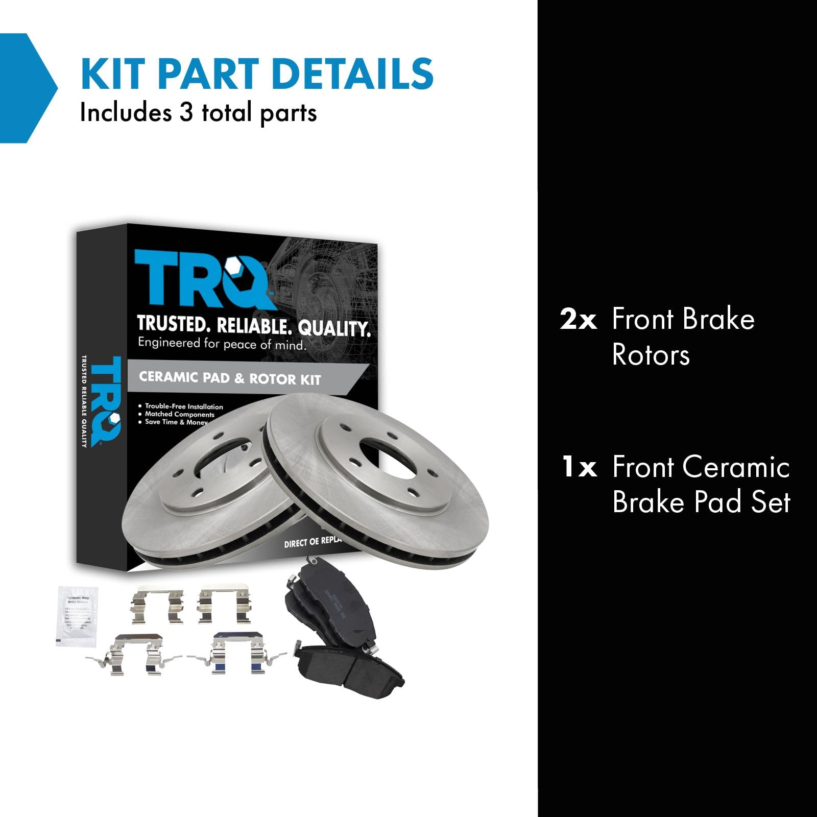 Trq Front Brake Pad & Rotor Kit Brake Pads Brake Rotor Ceramic Compatible With 2013-2019 Nissan Sentra