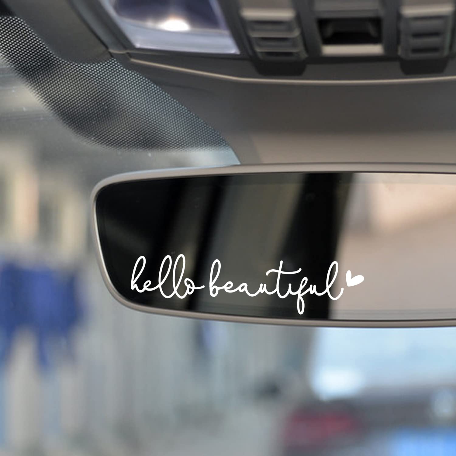 3X Hello Beautiful Rearview Mirror Decal, Vanity Mirror Stickers, Rear View Mirror Vinyl Decal, Car Accessories Gifts, Car Decal