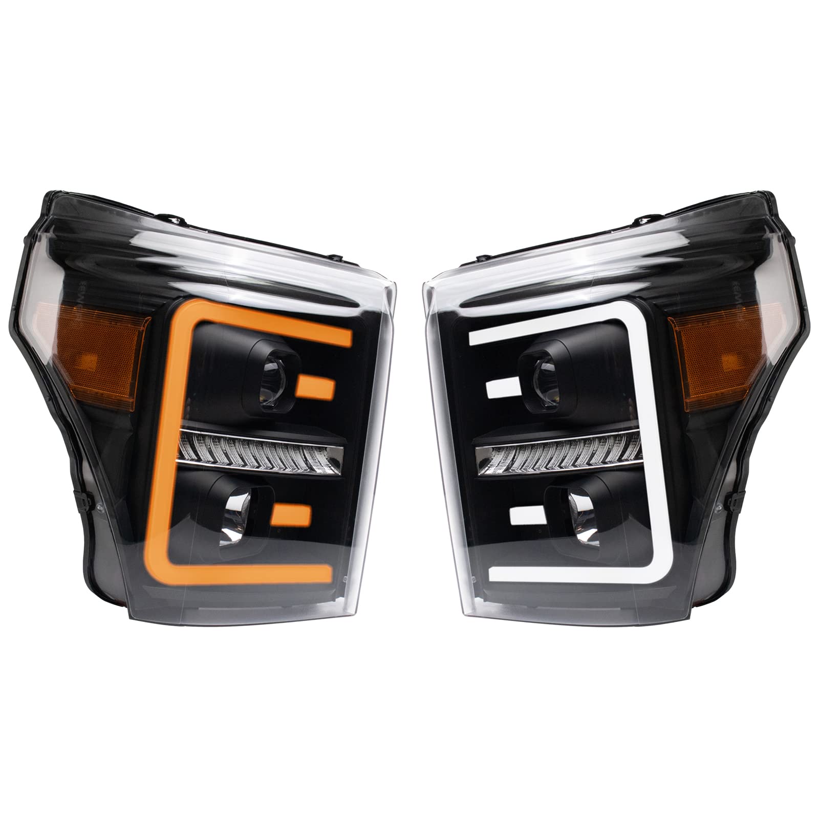 Trq Headlight Assembly Set Headlights Driver & Passenger Side Halogen Compatible With 2011-2016 Ford F-250 Super Duty F-350 Supe