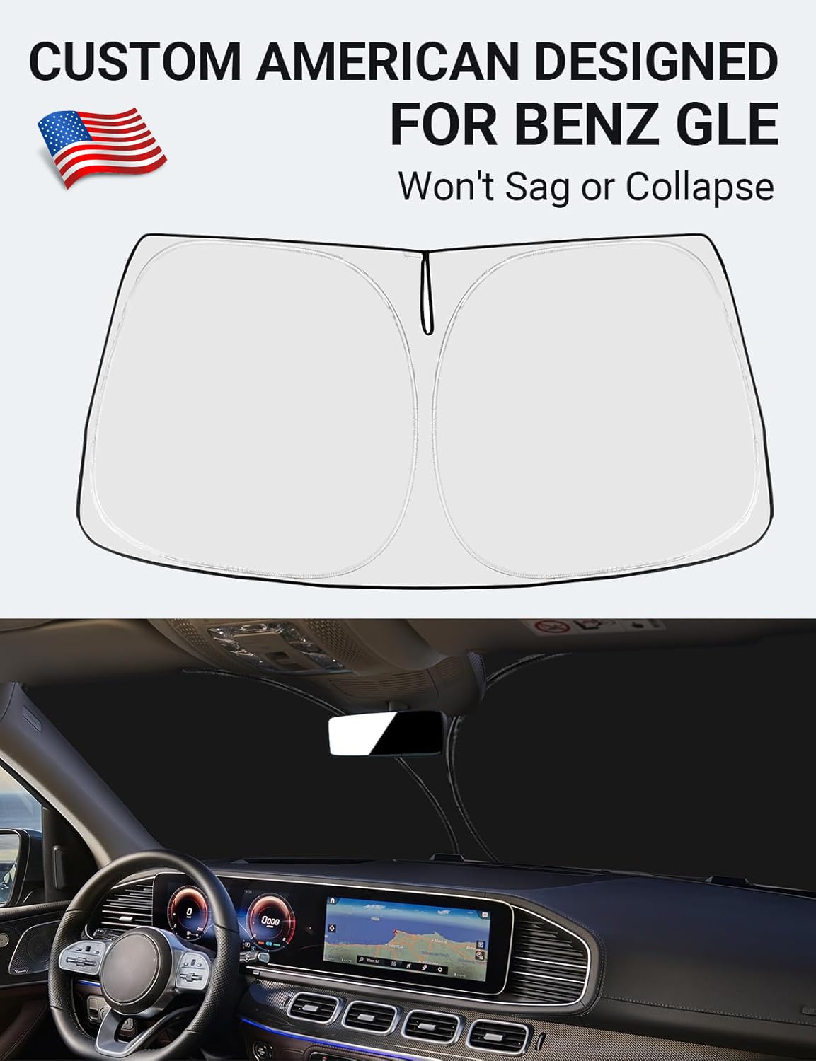 Proadsy 2025 Upgrade Windshield Sun Shade Custom Fit Mercedes Benz Gle 2020-2024 2025 4-Layer Foldable Front Sunshade Protector