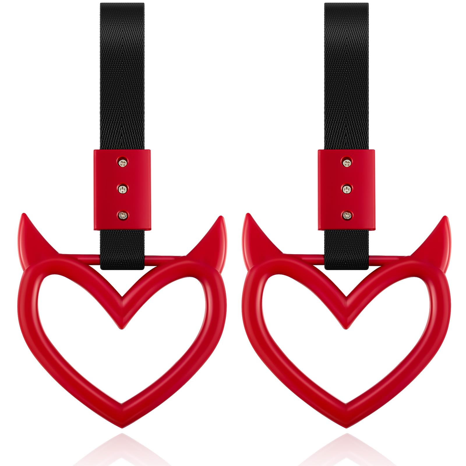 Fabbay 2 Pieces Heart Handle Keychains Car Accessory Heart Hand Strap Drift Charm For Car Interior Exterior Decoration(Red,Devil