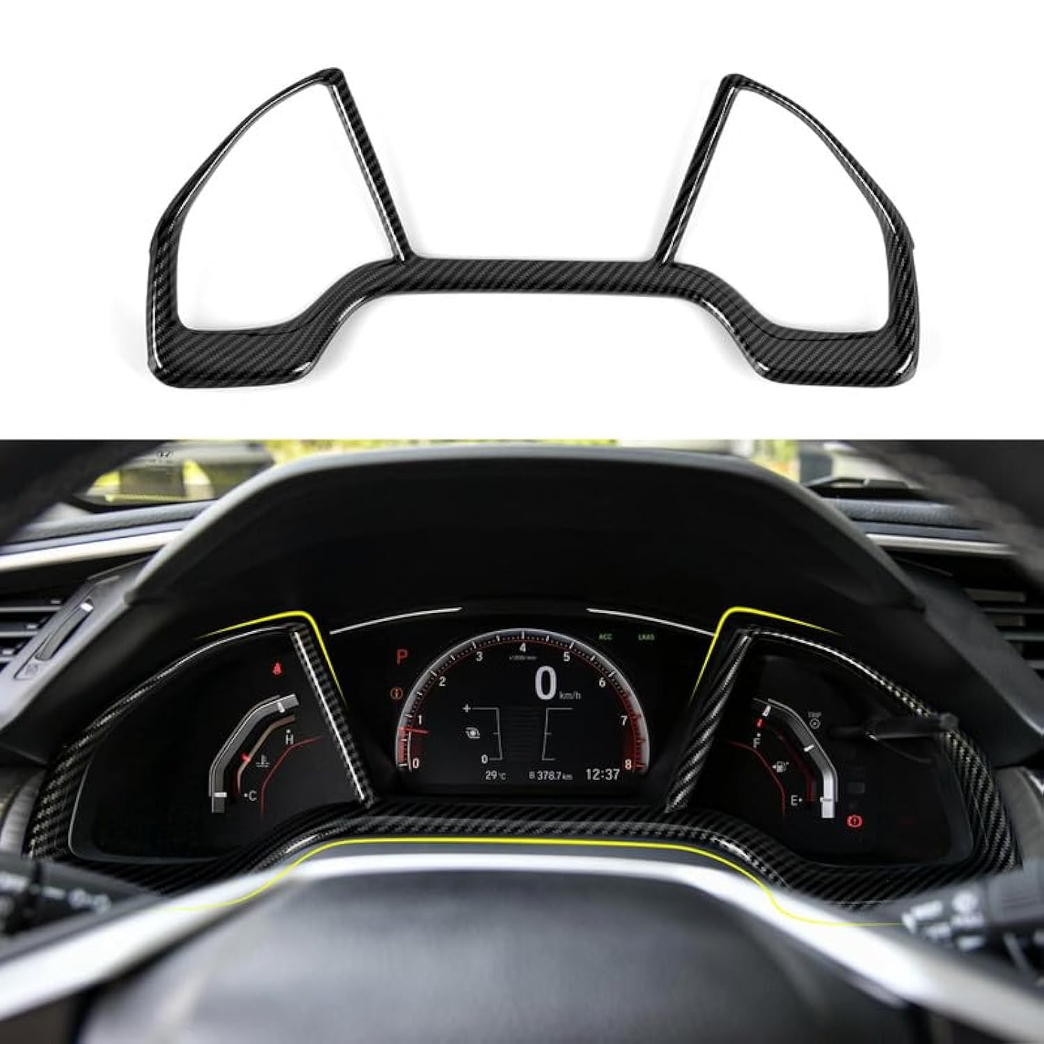 BRMYL Dashboard Instrument Panel Decals for Honda Civic 2016 2017 2018 2019 2020 2021 10th Gen Accessories ABS Carbon Fiber Inte