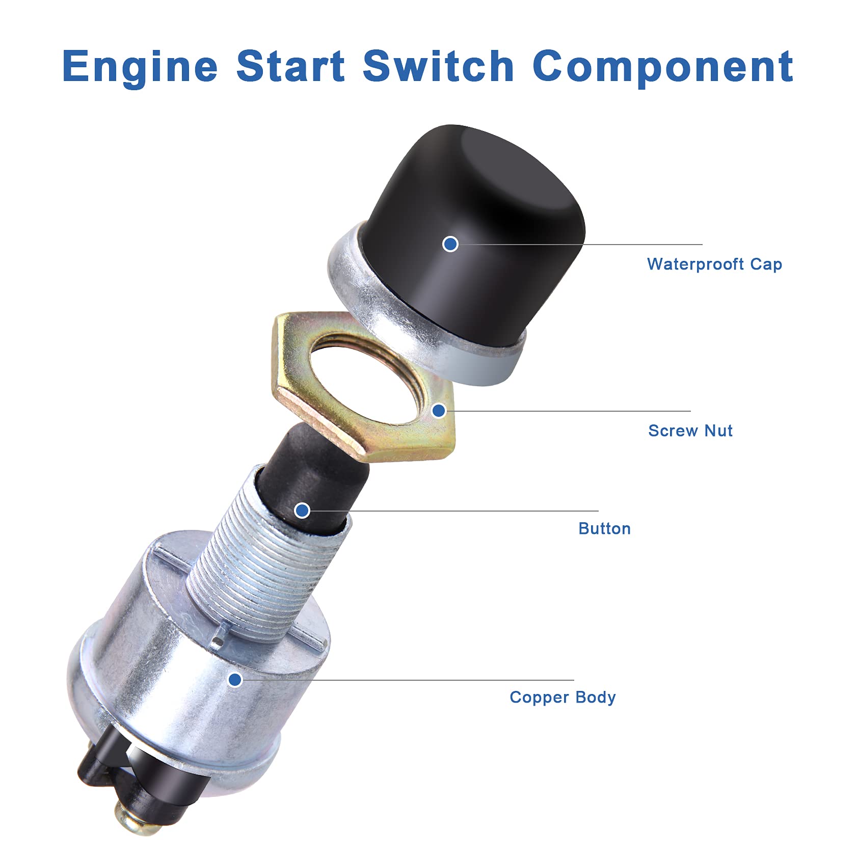 big-autoparts Engine Start Push Button Momentary Start Switch 12V Weatherproof Push Button Start Switch for Car Truck Boat RV AT