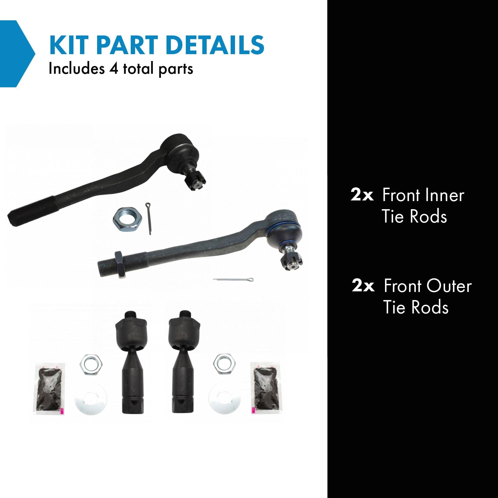 Trq Front Tie Rod Set Compatible With 1996-2002 Toyota 4Runner