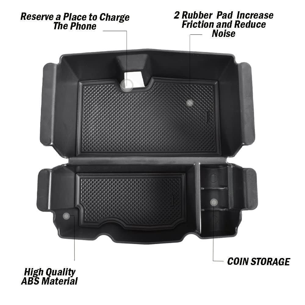Tacobro Center Console Organizer Compatible With Jeep Wrangler Jl And Jlu 2018-2023 2024 2025 Accessories, Gladiator Jt Truck 2020 2021 2022-2025 Insert Tray Armrest Storage Box (Not For Jk/Jku),Black