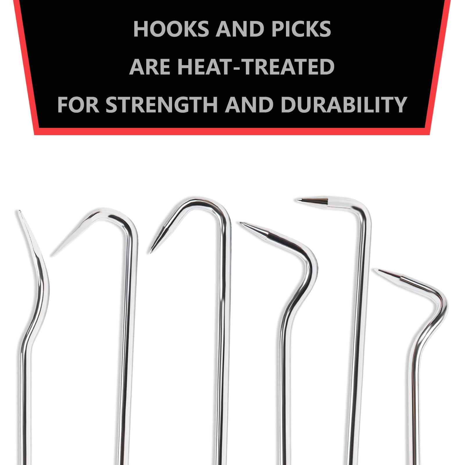 Vastools Hose Removal Hook Pick Set Pack Of 6, 10'' Hose Hook, Spoon, 8'' Remover, Puller Tool For Radiator Hoses