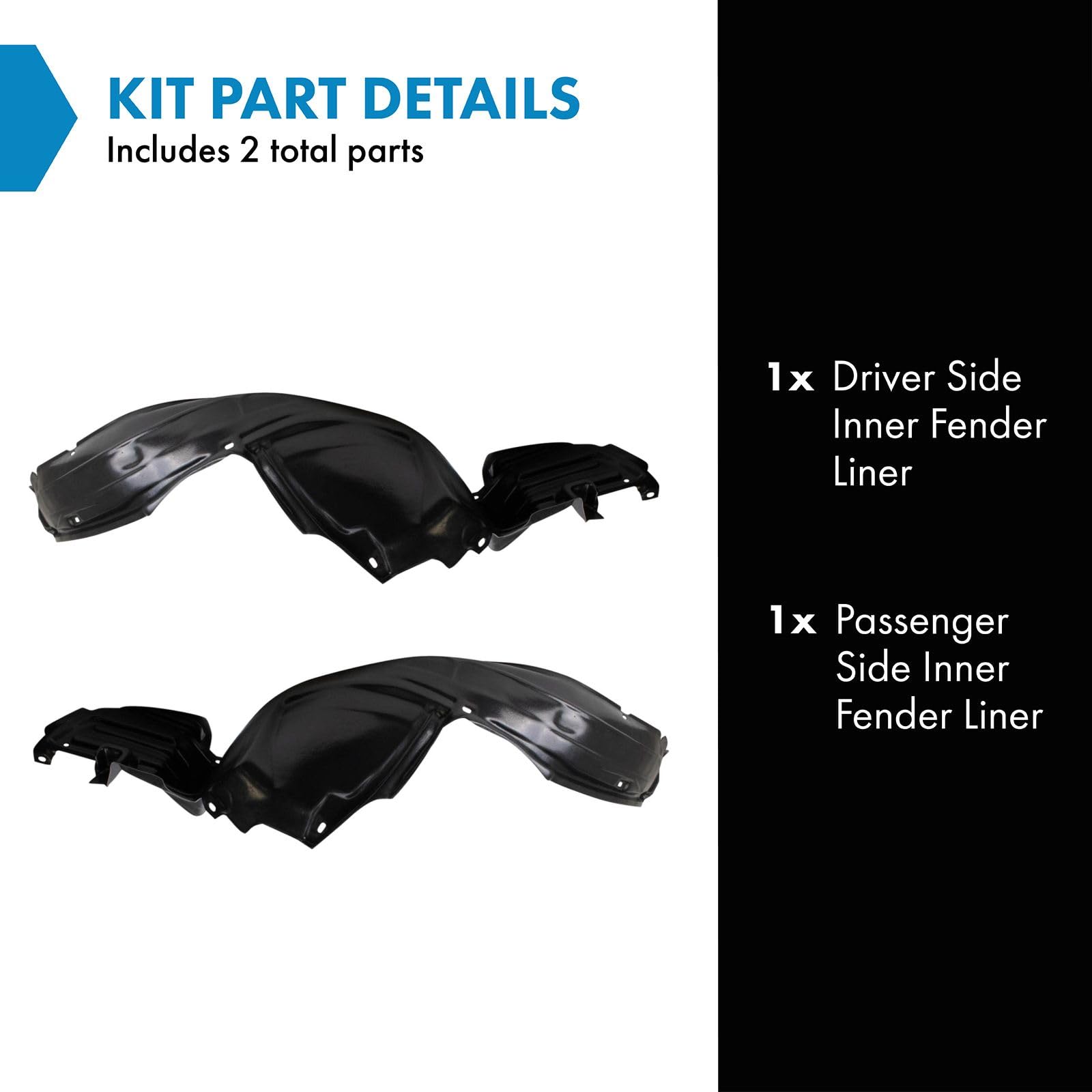 Trq Inner Fender Liner Set Compatible With 2000-2004 Subaru Legacy Su1248104 Su1249104
