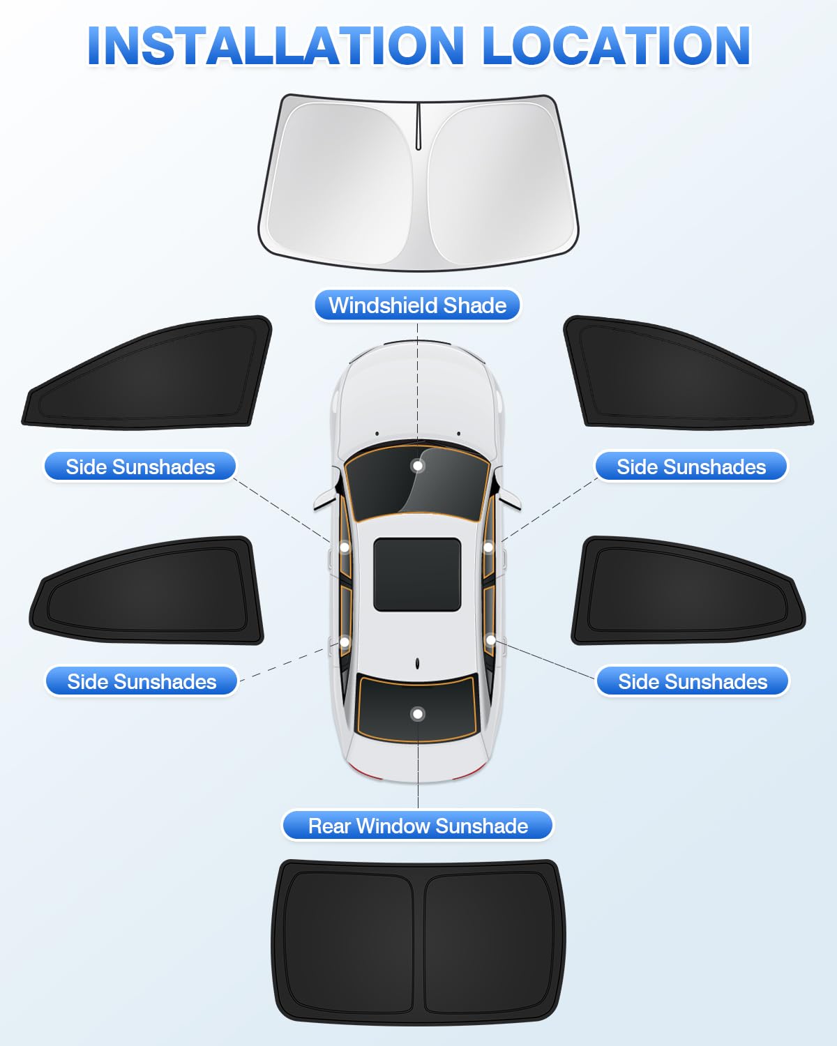 Canvcle Sunshades For 2025 Toyota Camry Accessories Windshield Sun Shade Side Rear Window Shade Cover Sun Visor Shield Privacy P