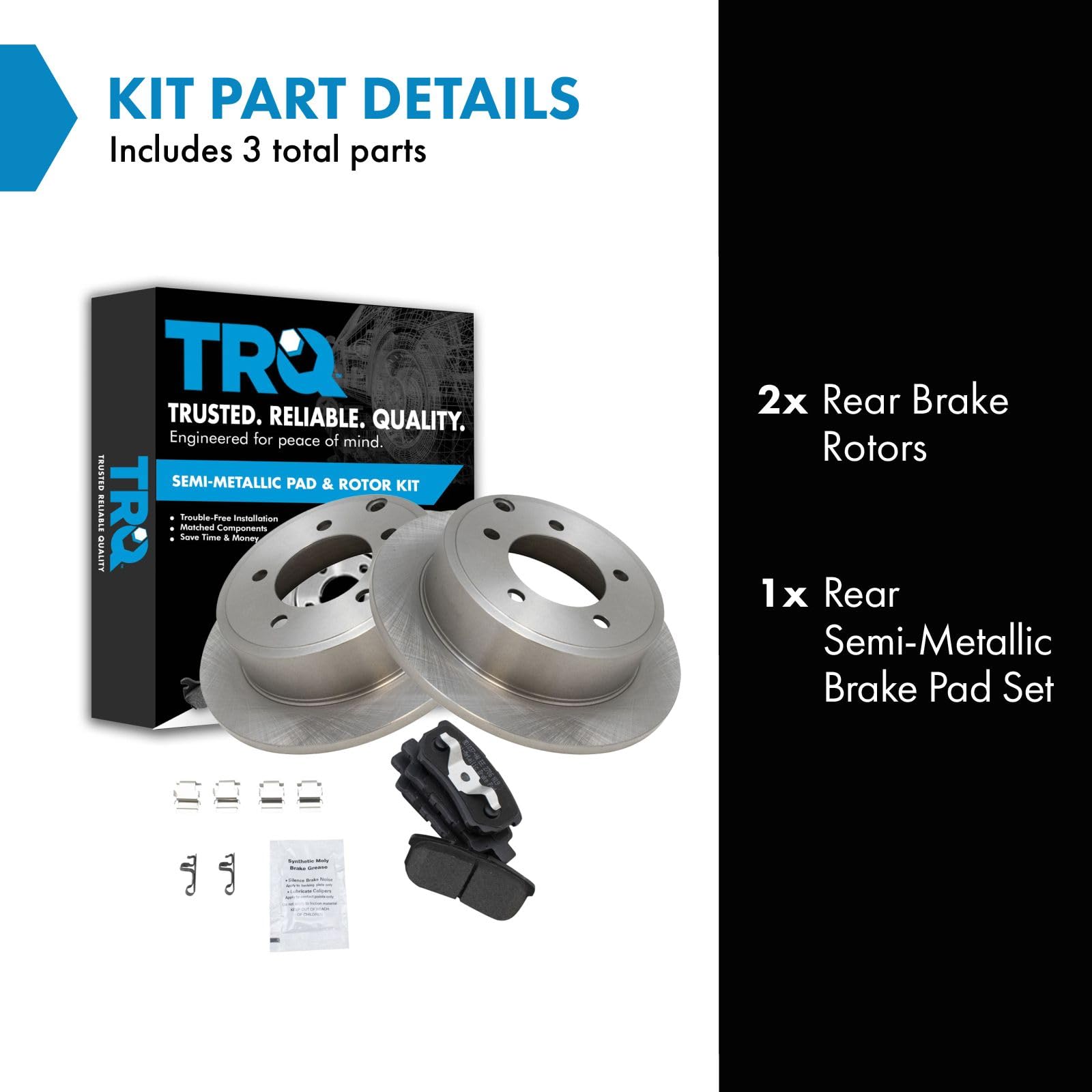 Trq Rear Metallic Brake Pad & Rotor Set Compatible With Sebring Avenger Jeep Lancer