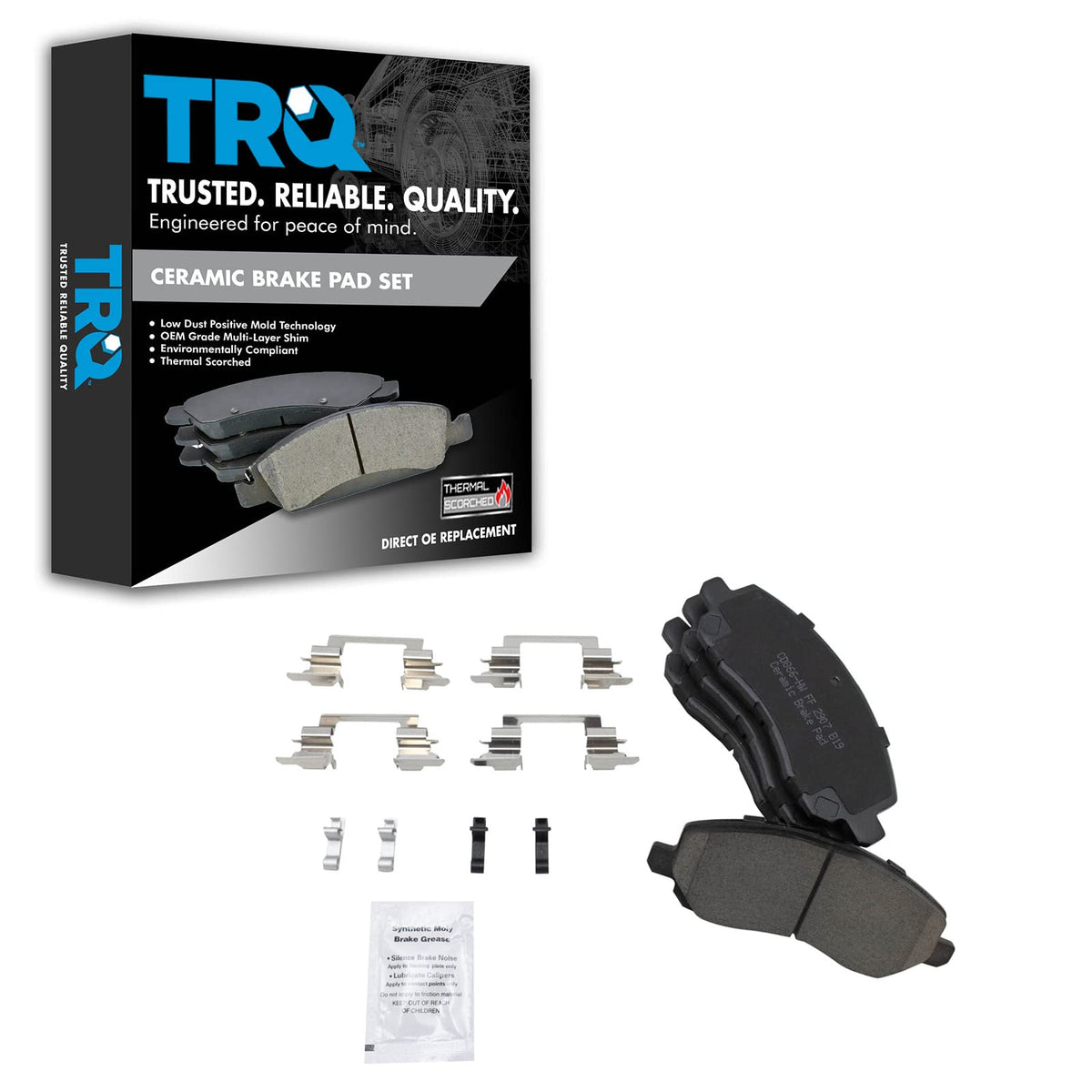 TRQ Front Posi Ceramic Brake Pad Kit Set for 200 / Avenger/Caliber/Compass/Eclipse/Galant/Lancer/Outlander/Outlander Sport/Patri