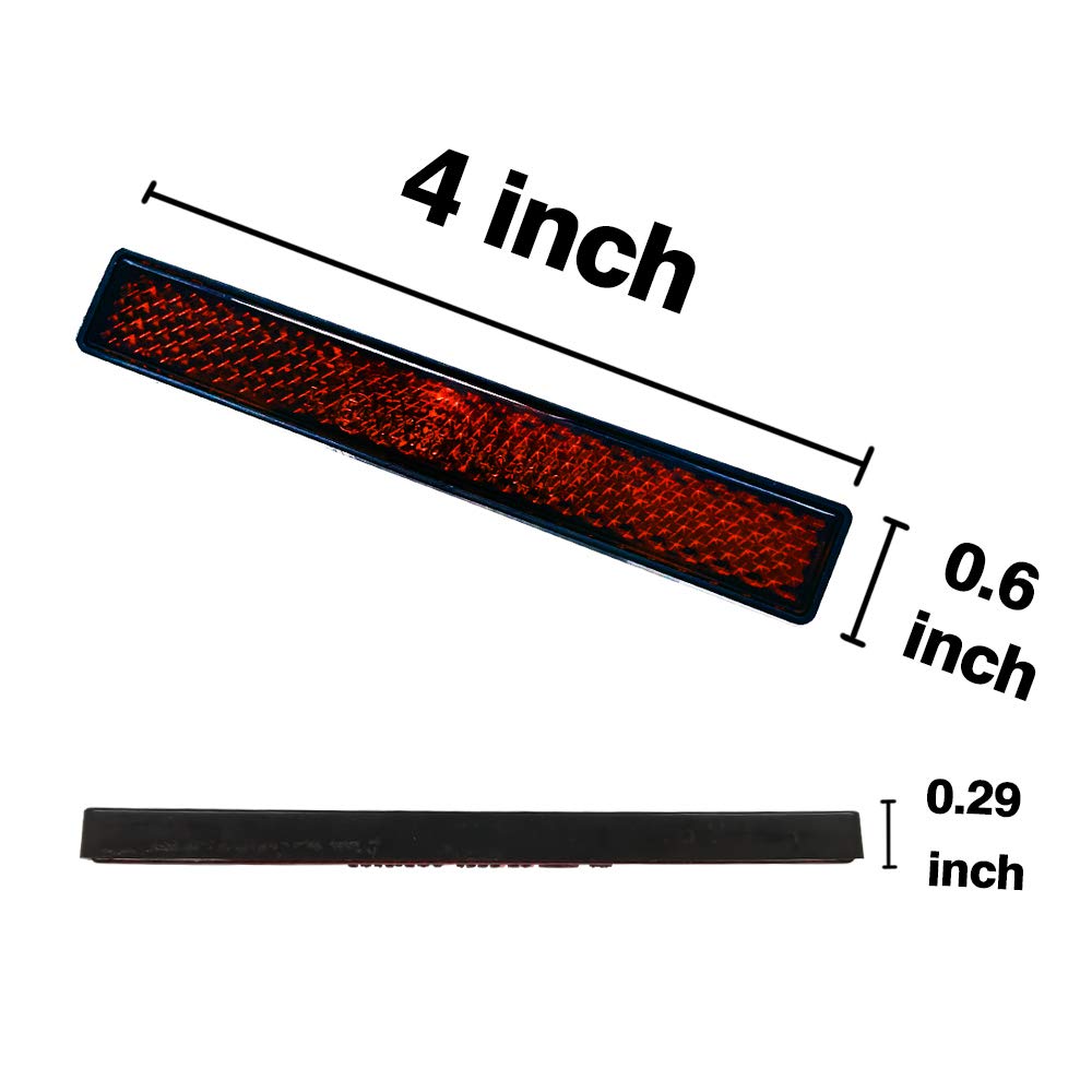 Stick-On Rectangular Reflectors - Safety Spoke Reflective Quick Mount Custom Accessories Adhesive Reflector For Cars, Trailer, M