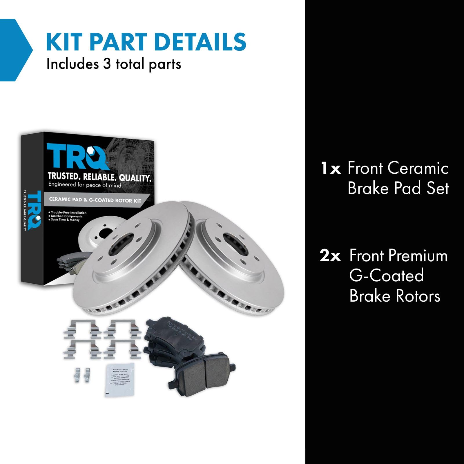 Trq Front Brake Pad & Rotor Kit Premium G-Coated Ceramic Compatible With 2009-2012 Chevrolet Malibu 2008-2010 Pontiac G6 2007-20
