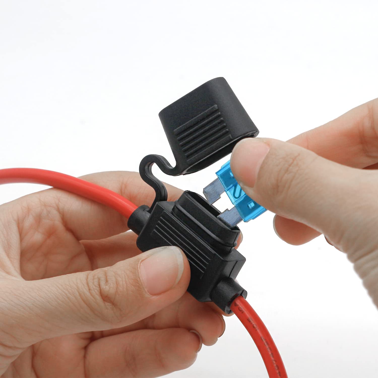 Fuse Holder ATC/ATO, 4 Packs in-Line Automotive Blade Fuse Holder with 24PCS Standard Car Fuses, 15A 20A 25A 30A 35A 40A Automot