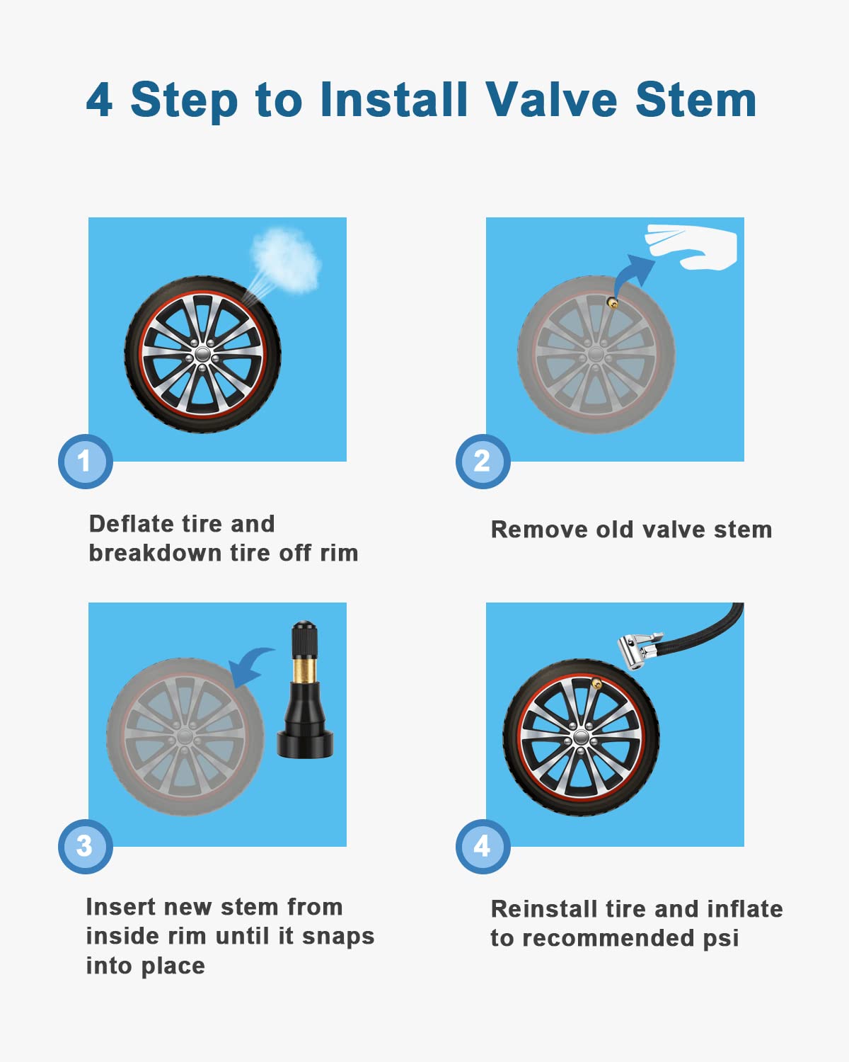 Riseuvo 50Pcs Tr600Hp High Pressure Tire Valve Stem High-Pressure Tubeless Snap-In Valves .453 Good For Larger Or Heavy-Duty Vehicle