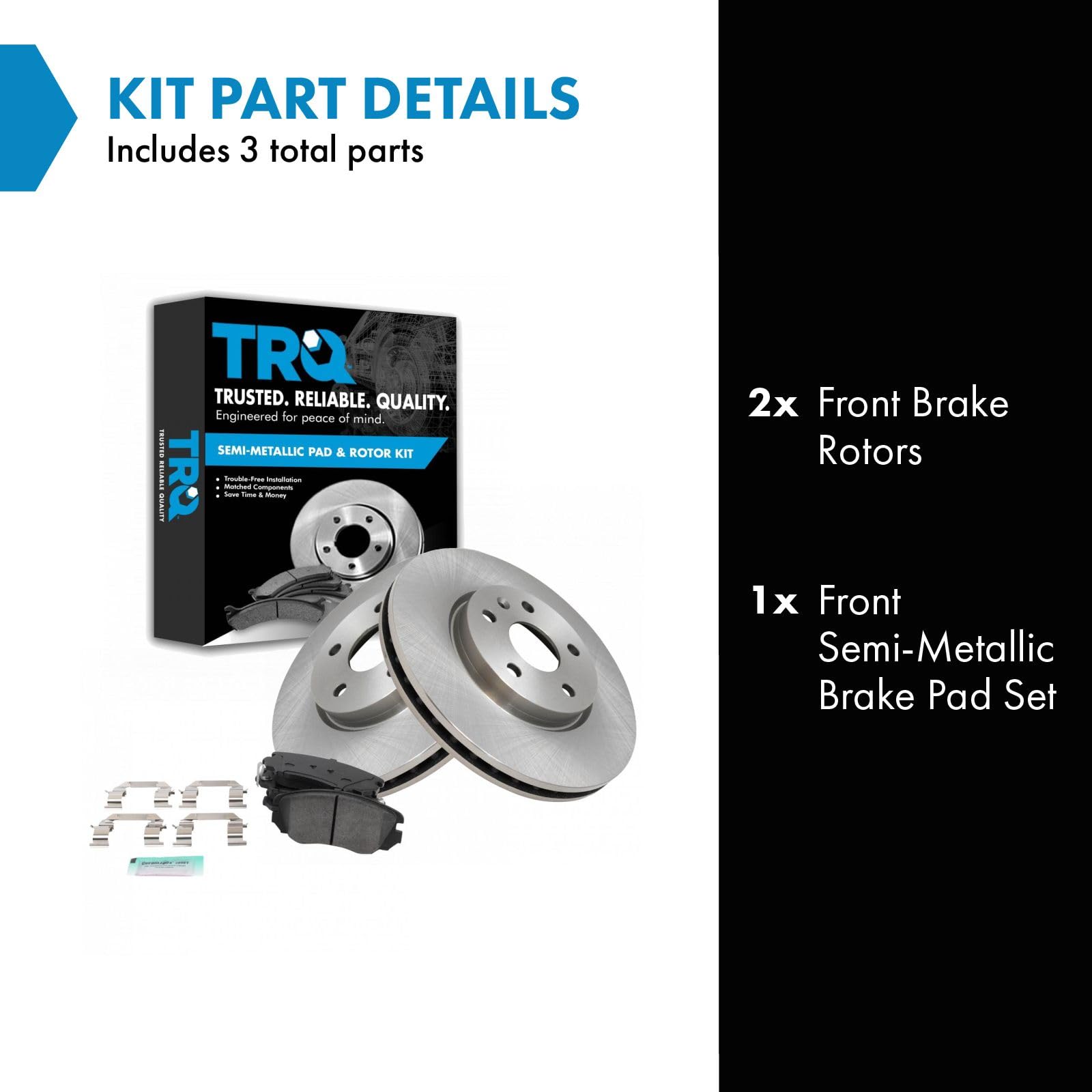 Trq Front Semi-Metallic Brake Pad & Rotor Set Kit Compatible With Terrain Equinox Regal