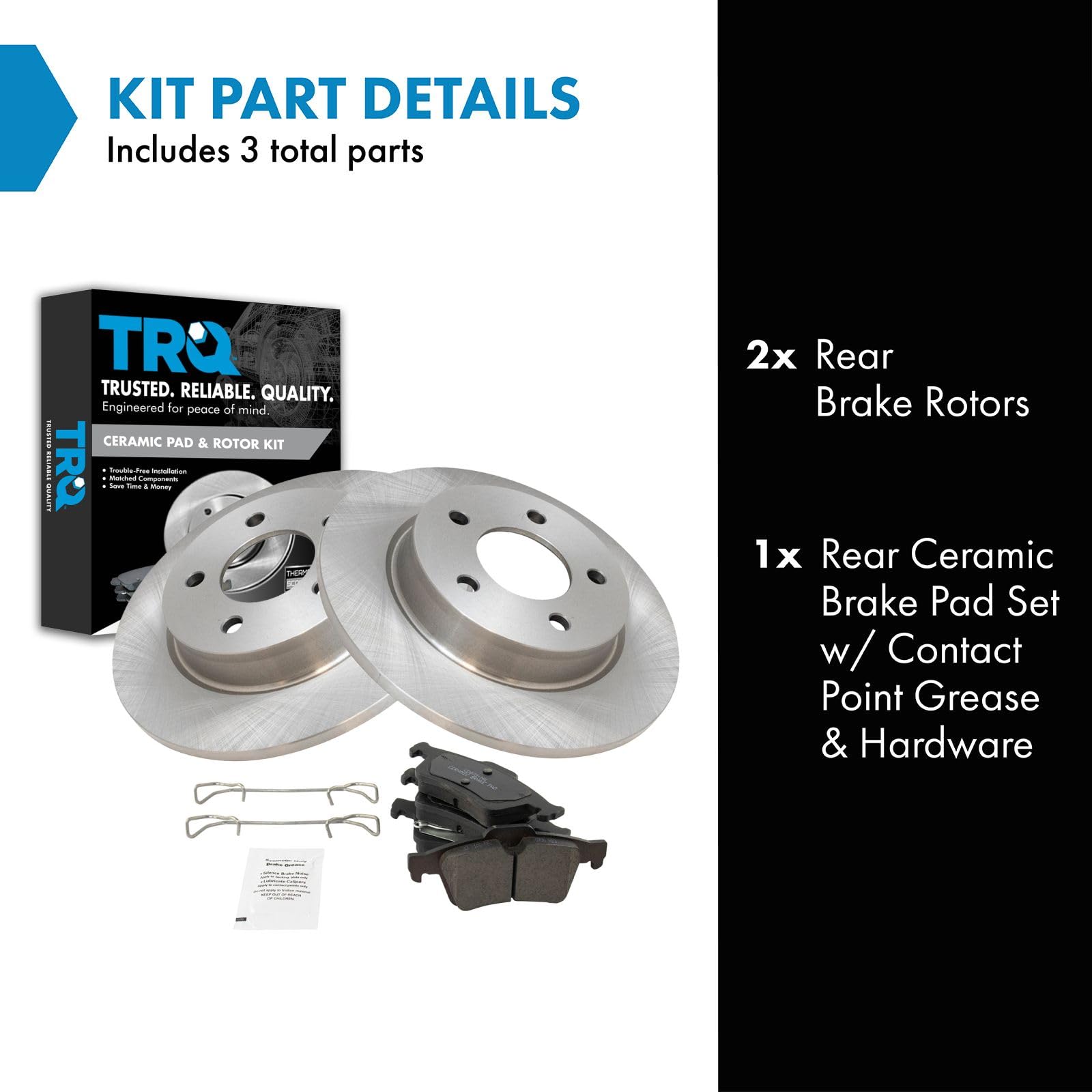 TRQ Rear Brake Pad & Rotor Kit Brake Pads Brake Rotor Ceramic Compatible with 2004-2005 Mazda 3