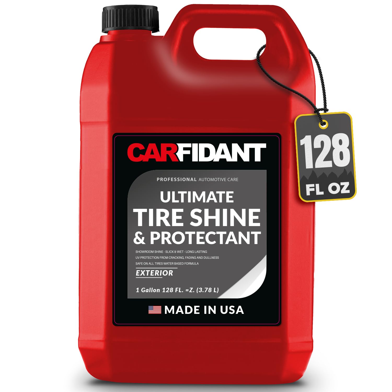 Carfidant Car Tire Shine Gallon - Tire Dressing & Rubber Protectant - Dark, Wet Look With No Grease And No Sling! - 128 Fl Oz