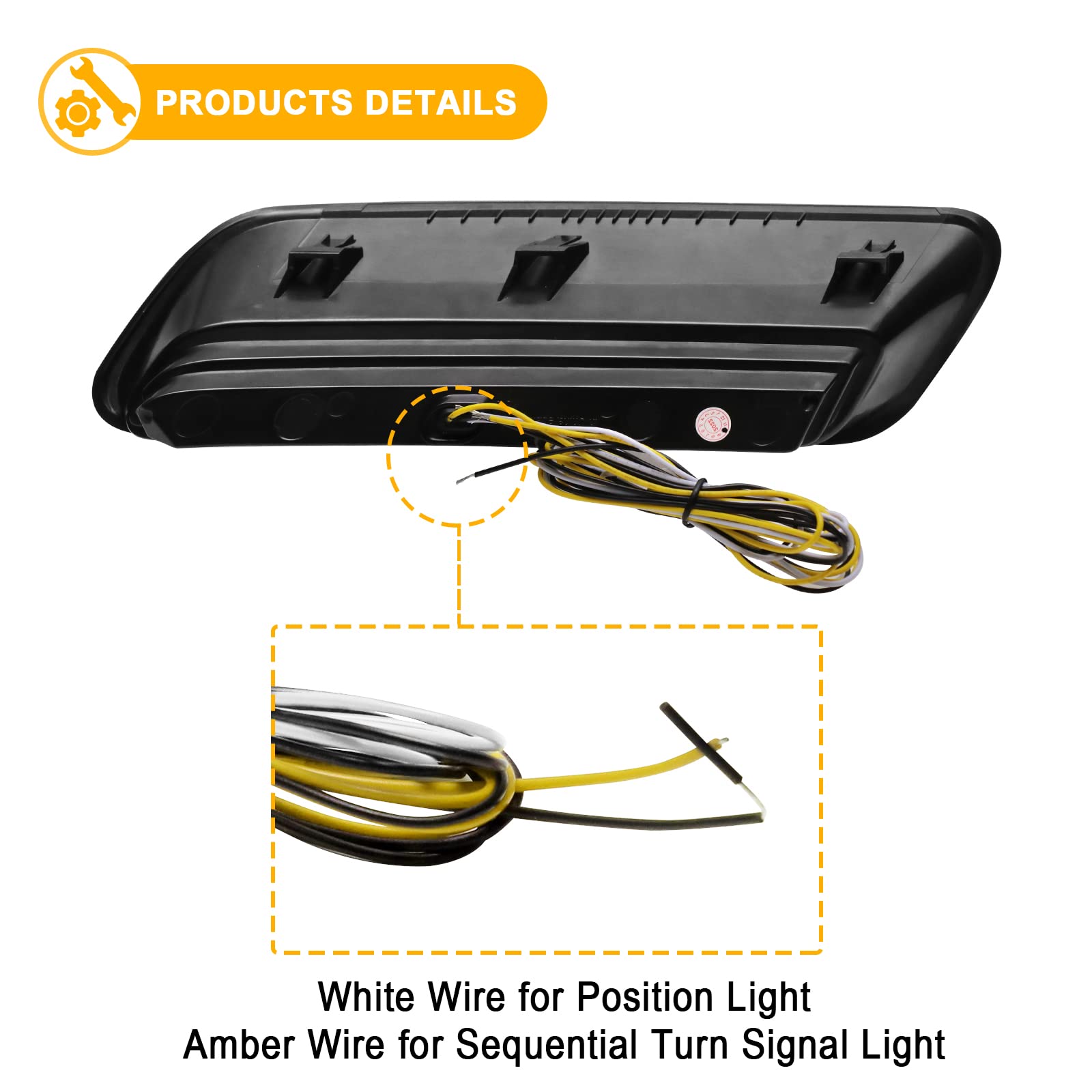 R&F Auto Clear Lens Sequential Led Hood Vent Lights Compatible With Ram 1500 (2010-2018) / Ram 1500 Classic (2019-2022) Hood Scoop Lamp Dynamic Indicator Turn Signal Light Hood Bezel Driving Light