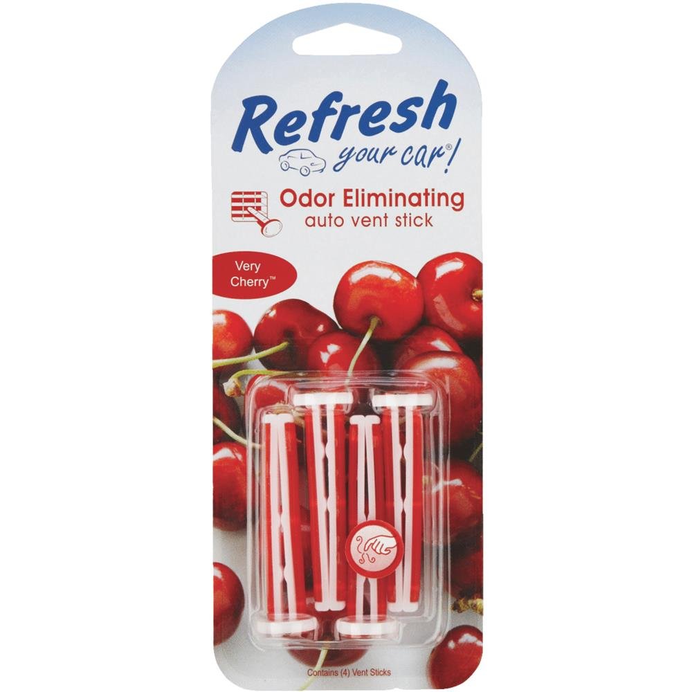 Refresh Your Car Car Air Freshener, Odor Eliminator, Set of 4 Auto Vent Sticks, Very Cherry Scent, Refresh Your Car