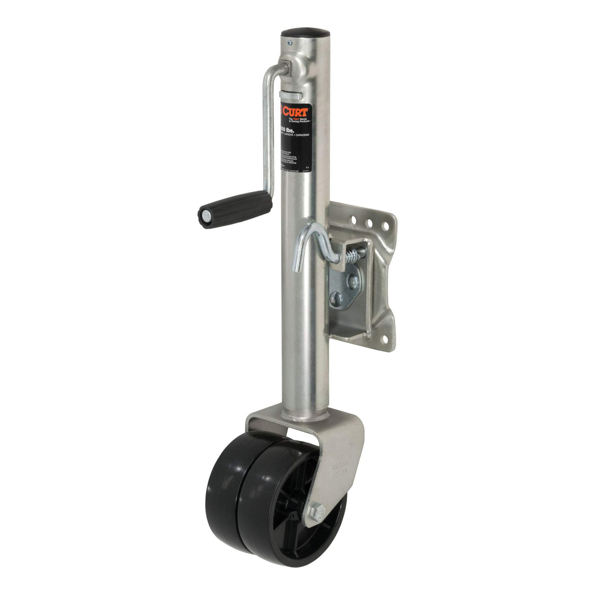 CURT 28156 Marine Boat Trailer Jack with 6-Inch Wheels, 1,500 lbs. 10-3/8 Inches Vertical Travel, White