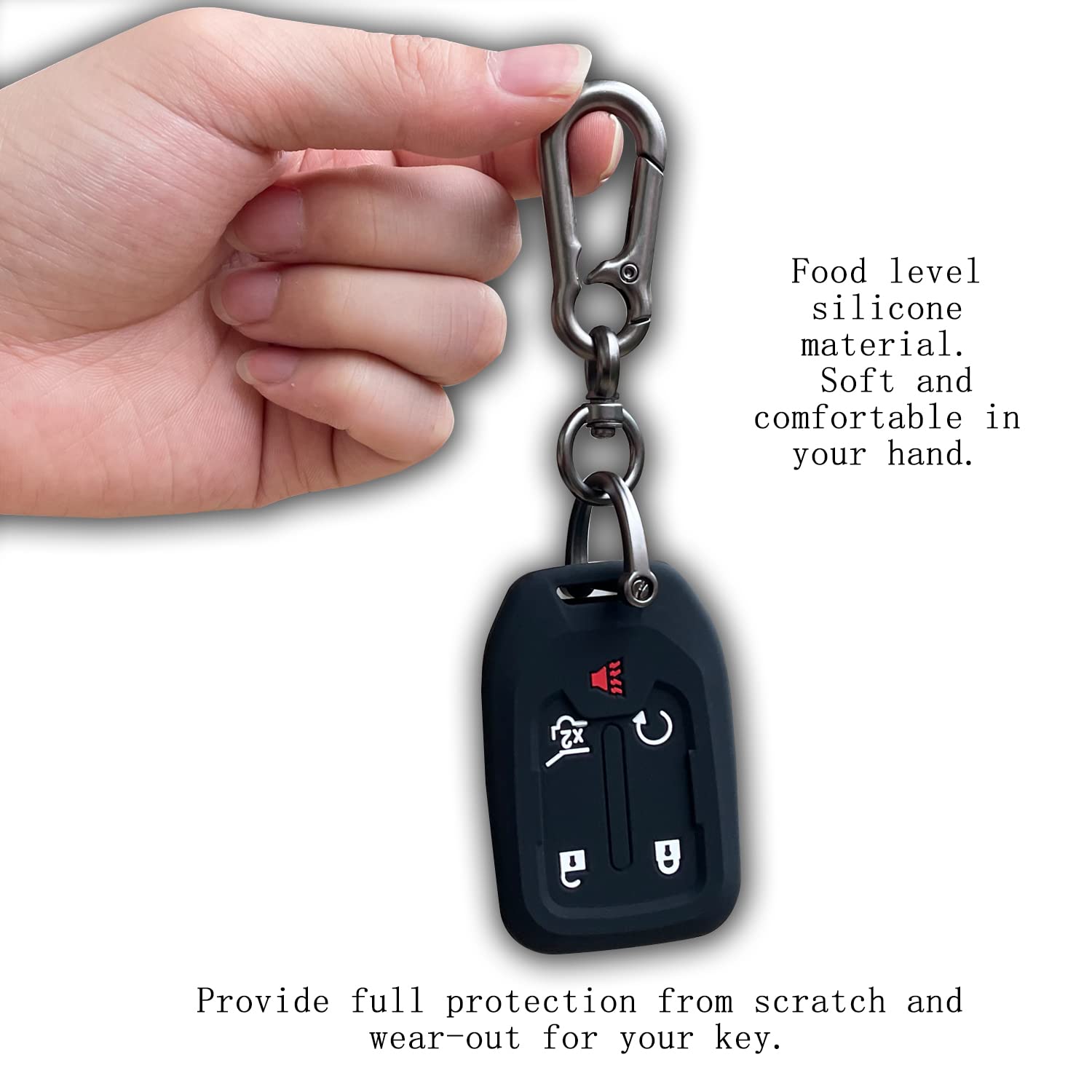 Tandrive Key Fob Cover For 2024-2017 Gmc Acadia Terrain Denali, Sierra Chevy Silverado, Silicone, Black And Red