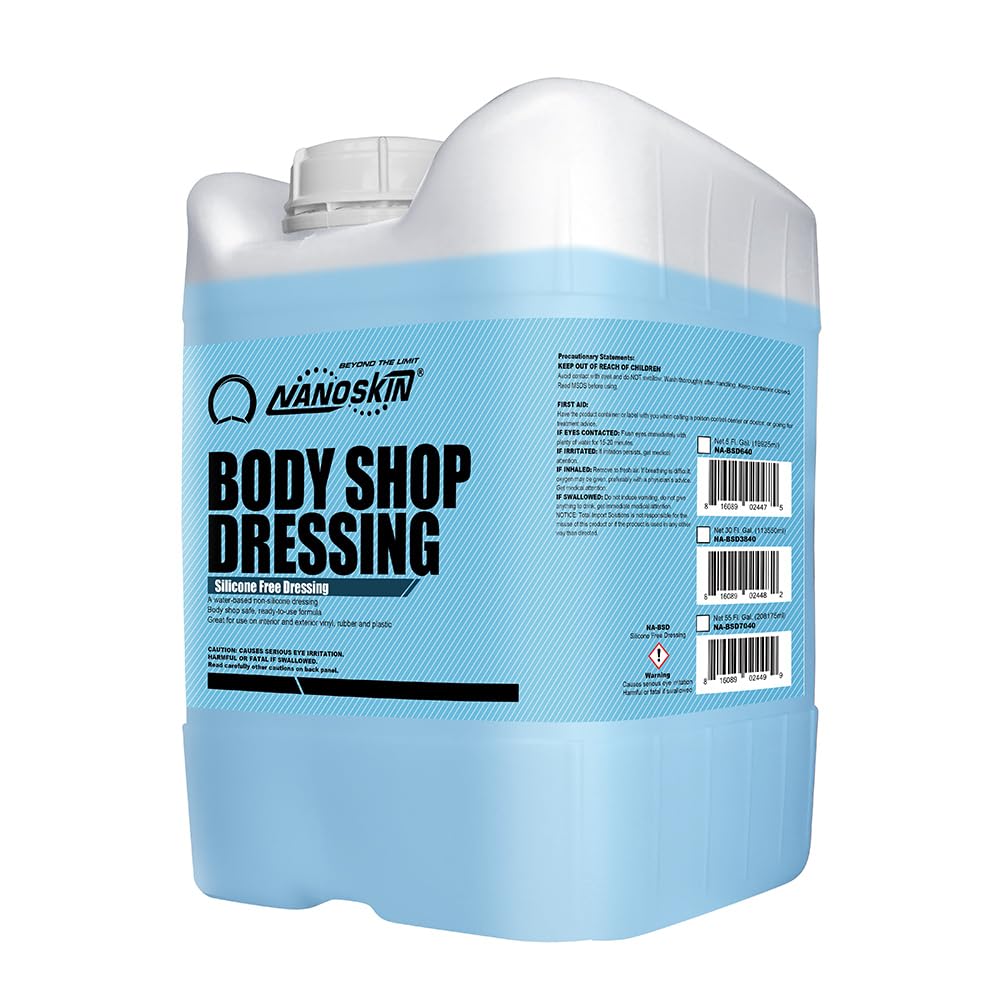 Nanoskin Body Shop Dressing 5 Gallons - Body Shop Safe, Silicone Free Formula | Restores Deep Black Color on Exterior Tires, Vin