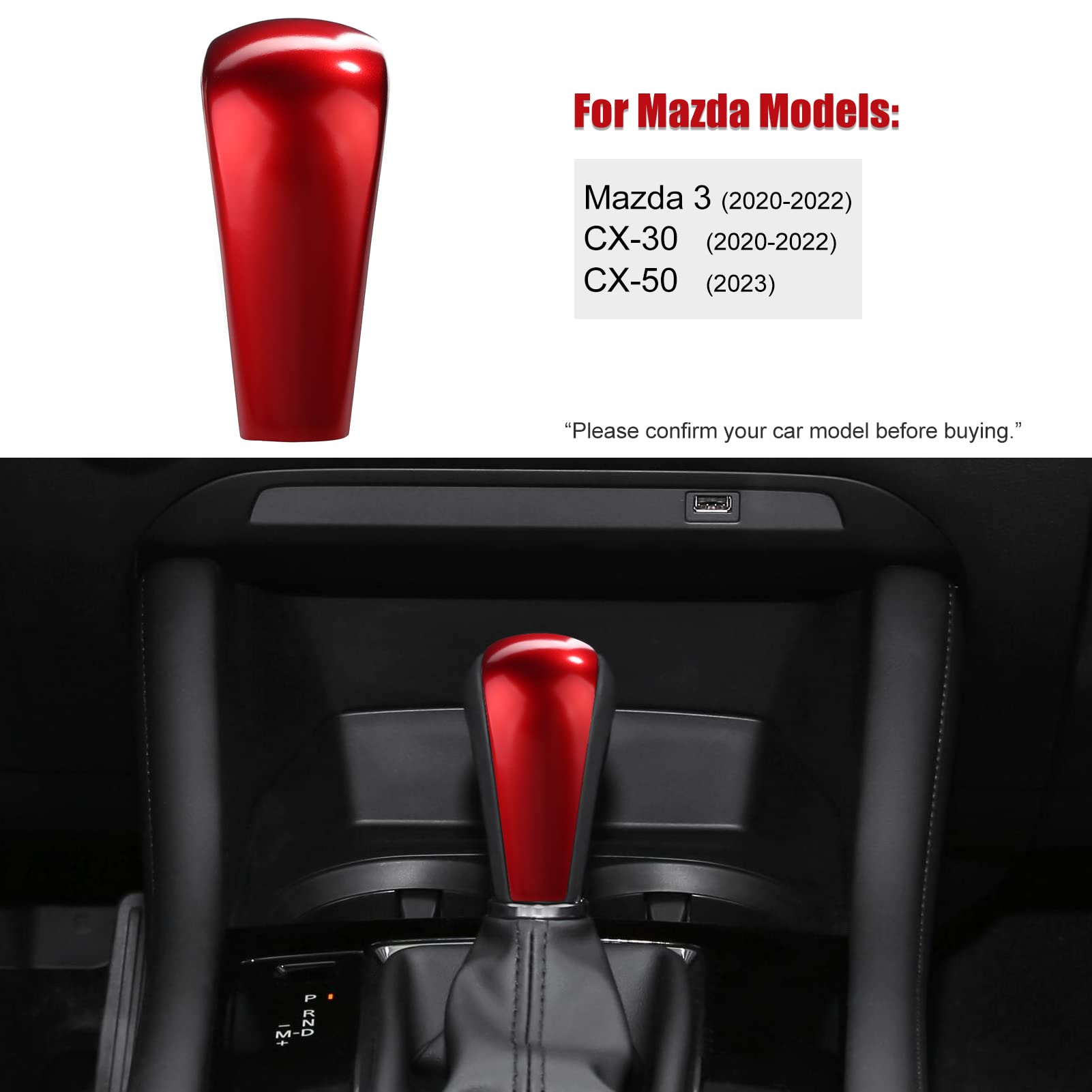 Anfokas Compatible With Mazda 3 Cx-30 Cx-50 Accessories Sporty Car Gears Gear Panel Gear Shift Knob Cover Trim Cap Interior Decoration Sticker -Red