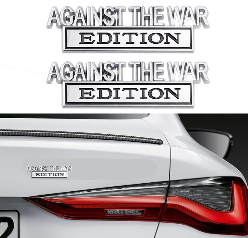 Carrun 2 Pcs Aginst The War Edition Emblem Car Side Rear Front Hood Trunk Door Badge 3D Decal Sticker Fit For Car Truck Suv (Agi