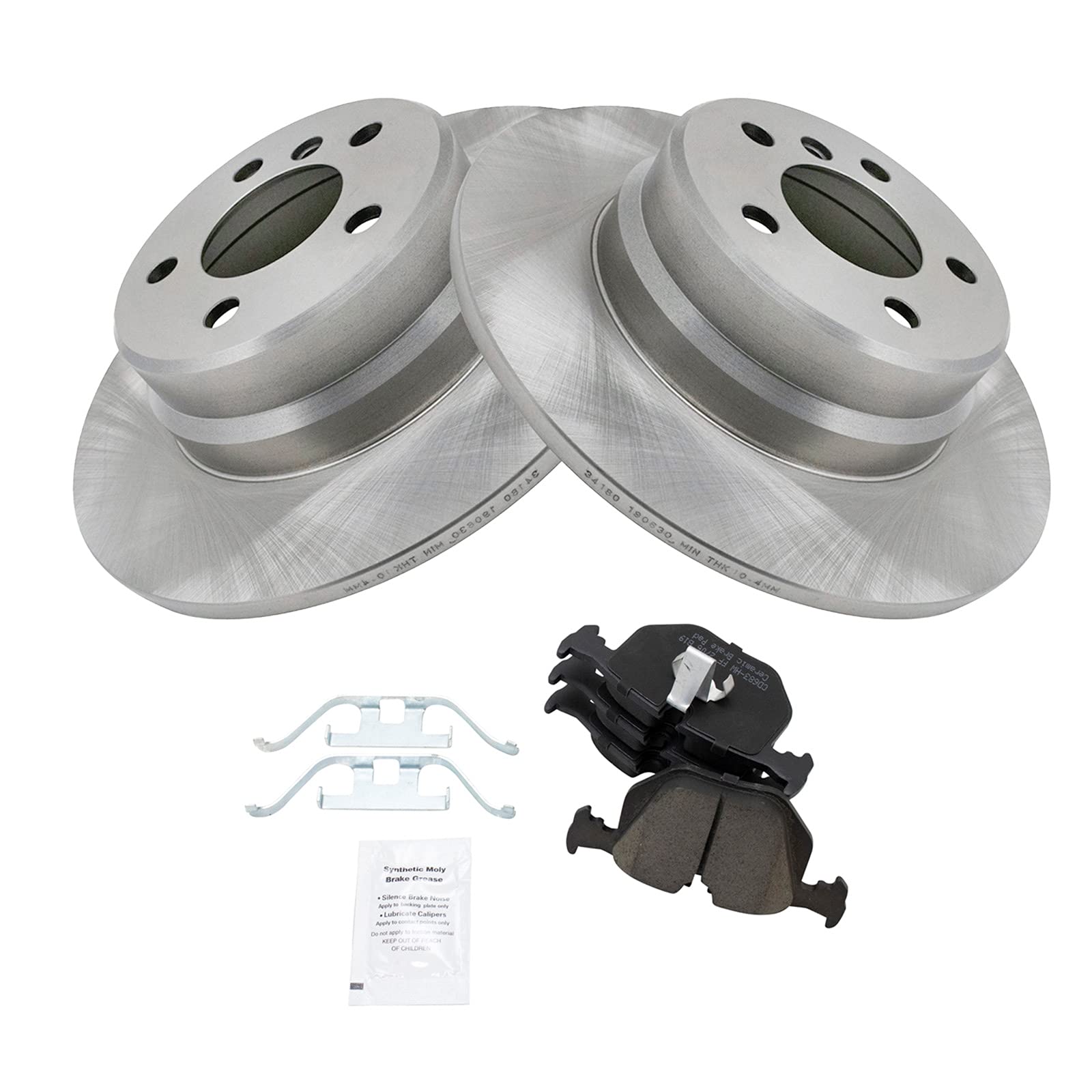 TRQ Rear Brake Pad & Rotor Kit Brake Pads Brake Rotor Ceramic Compatible with 2000-2006 BMW X5