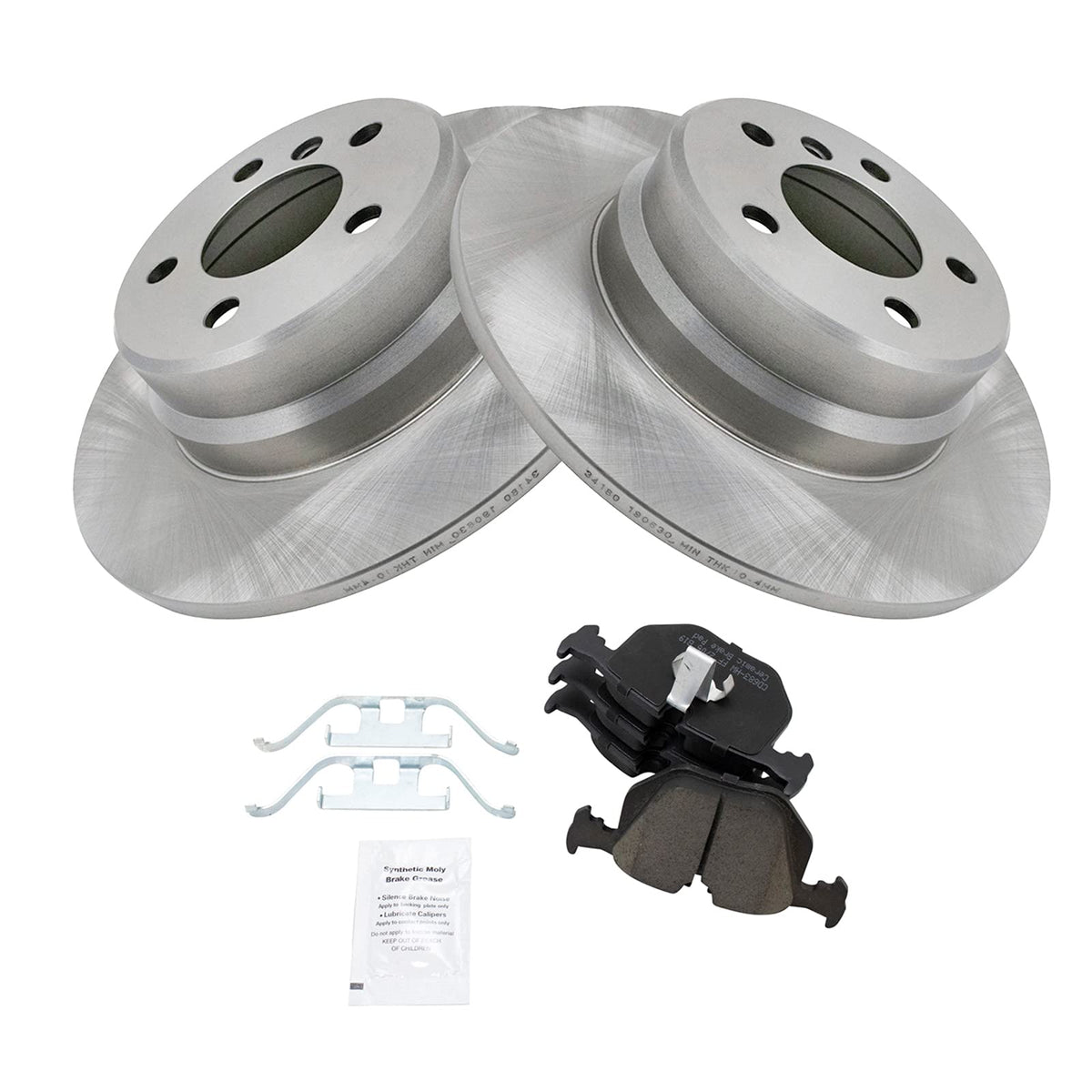 TRQ Rear Brake Pad & Rotor Kit Brake Pads Brake Rotor Ceramic Compatible with 2000-2006 BMW X5