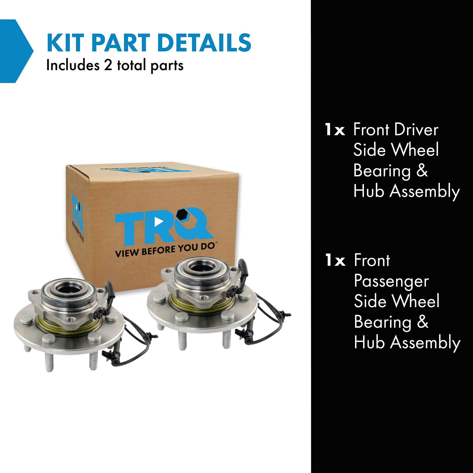 Trq Front Wheel Hub Bearings Assembly Set Driver & Passenger Side Compatible With 2019-2023 Ram 1500