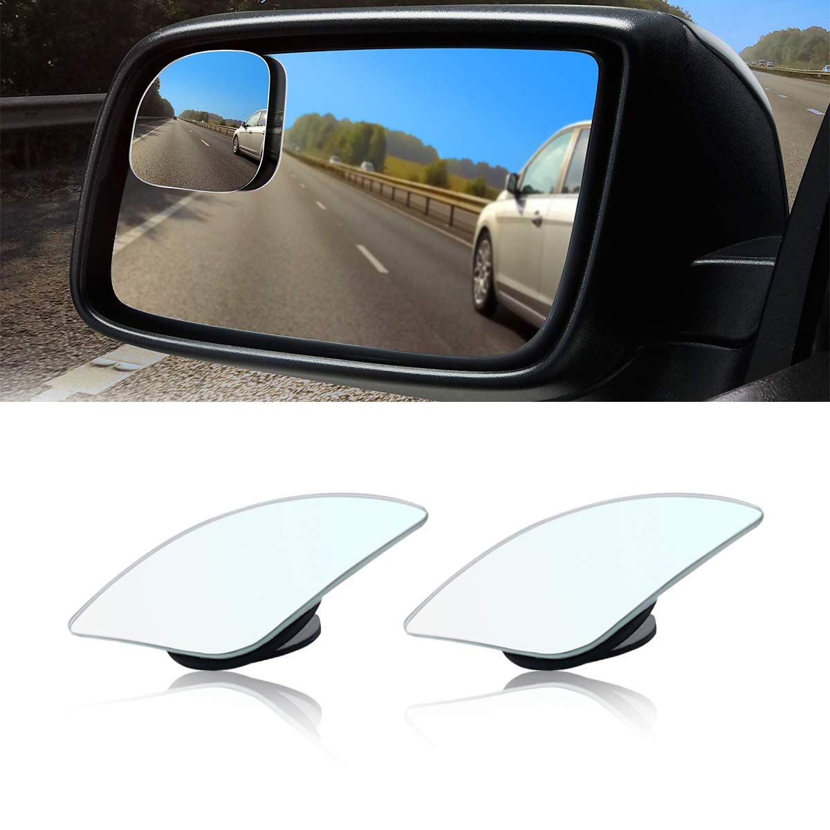 Car Blind Spot Mirror, Fan Shaped Hd Glass Frameless Stick On Adjustabe Few Convex Wide Angle Rear View Mirror For Car Blind Spot, Pack Of 2 (Fan Shape)