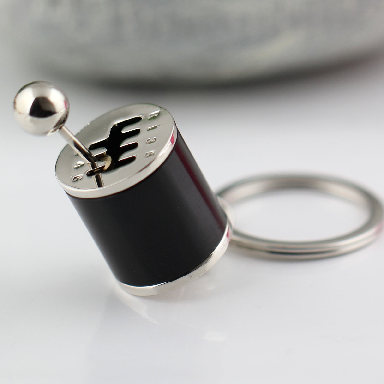 maycom Creative Auto Part Model Gear Box Keychain Six-speed Manual Transmission Shift Lever Keyring Key Chain Ring Keyrings Keyfob (Black)