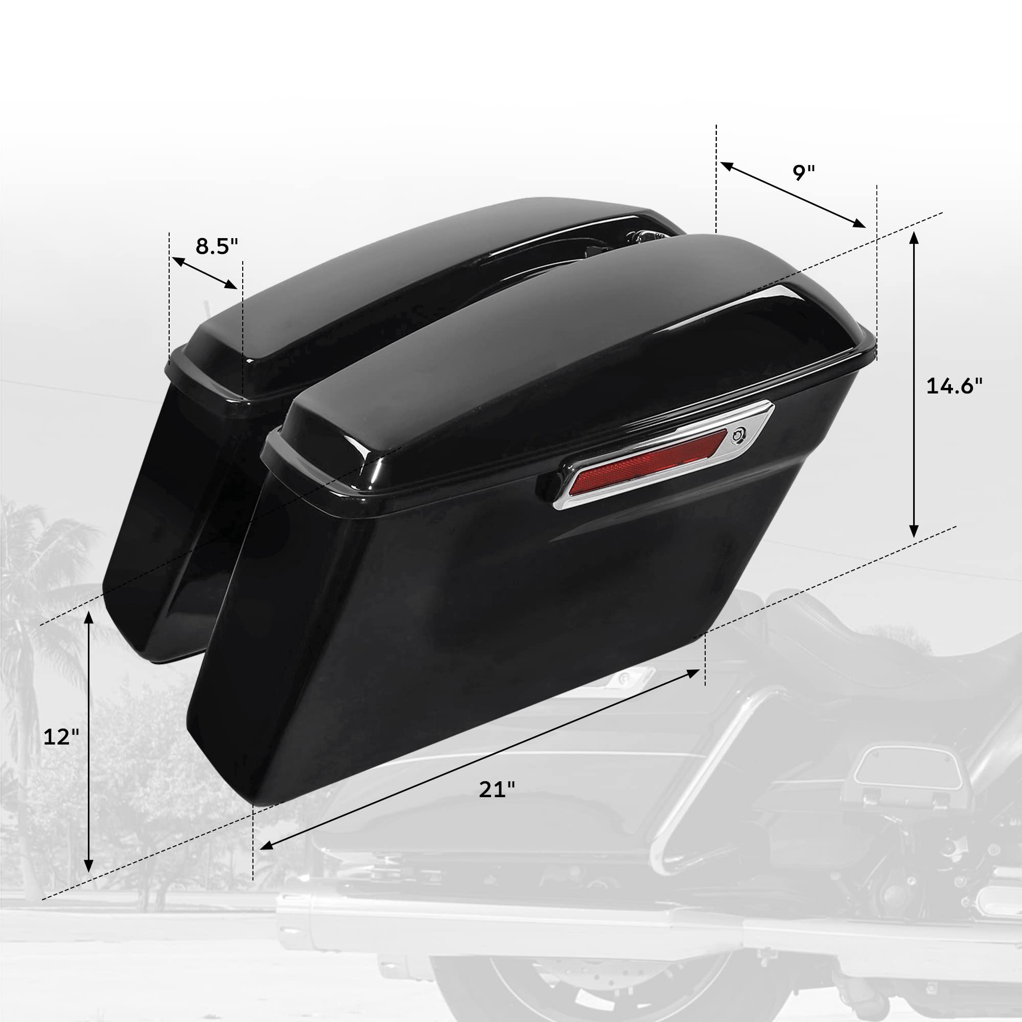 Slmoto Vivid Black Hard Saddle Bags Sadddlebag Fit For Harley Touring Road Street Electra Glide 2014-2023 Road King, Road Glide, Street Glide, Electra Glide, Ultra-Class Flt, Flht, Flhtcu, Flhrc