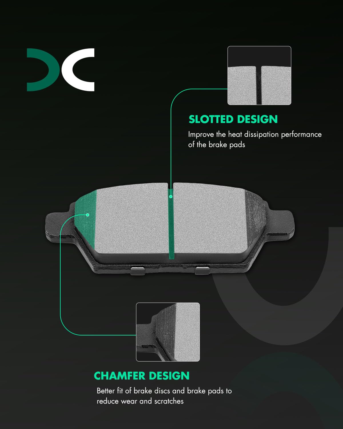 Scitoo D1161 Rear Ceramic Brake Pads Sets Fit For Ford For Fusion 2006-2012,For Lincoln Mkz 2007-2012,For Lincoln Zephyr 2006,Fo