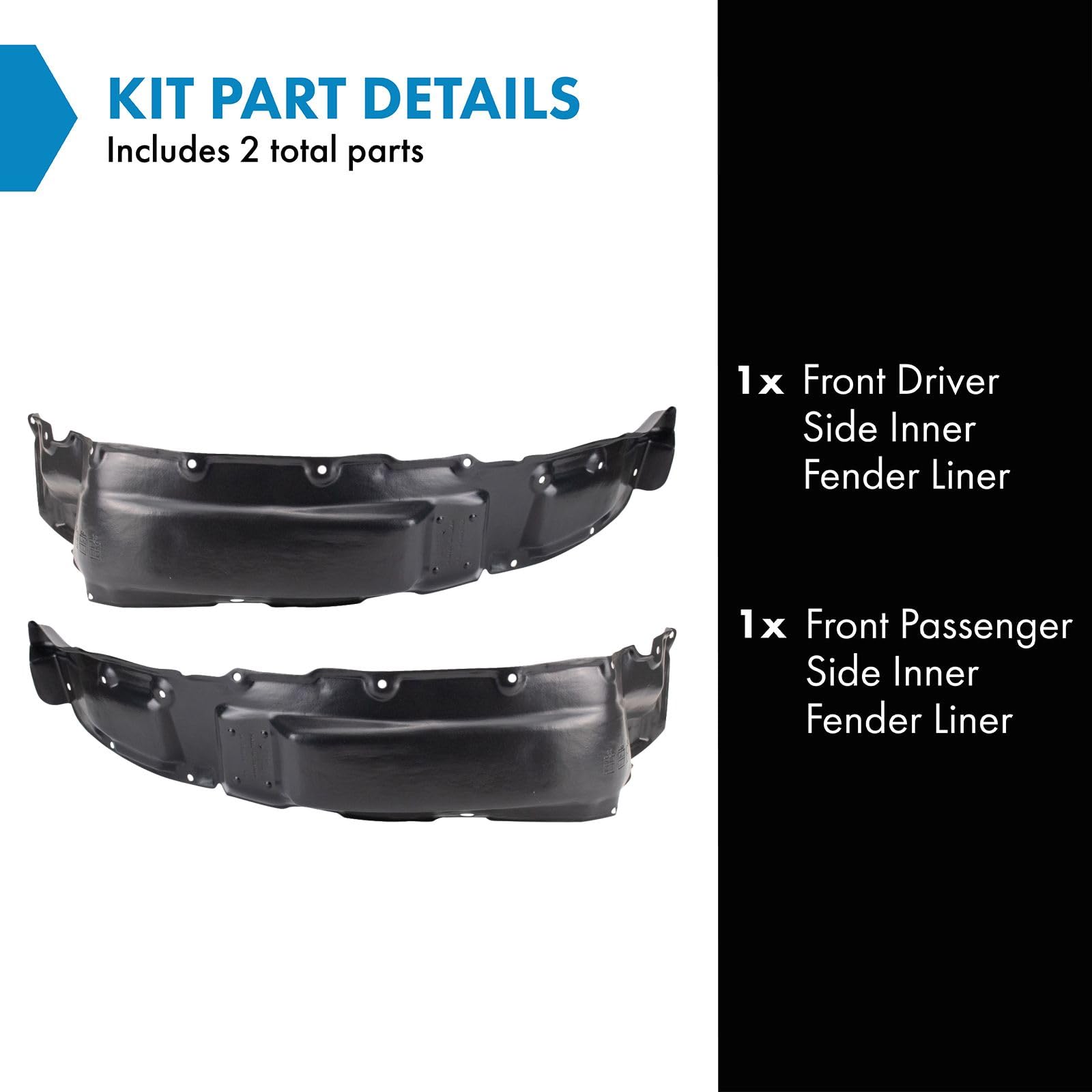 Trq Front Inner Fender Liner Set Compatible With 1998-2007 Toyota Land Cruiser To1248114 To1249114