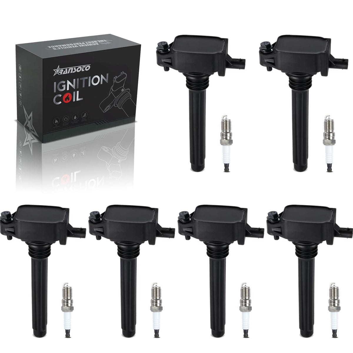 Ransoto 3.6L V6 Uf648 C1791 Ignition Coil Pack With Spark Plug 97390 Compatible With Chrysler 200 300 Town & Country Dodge Chall