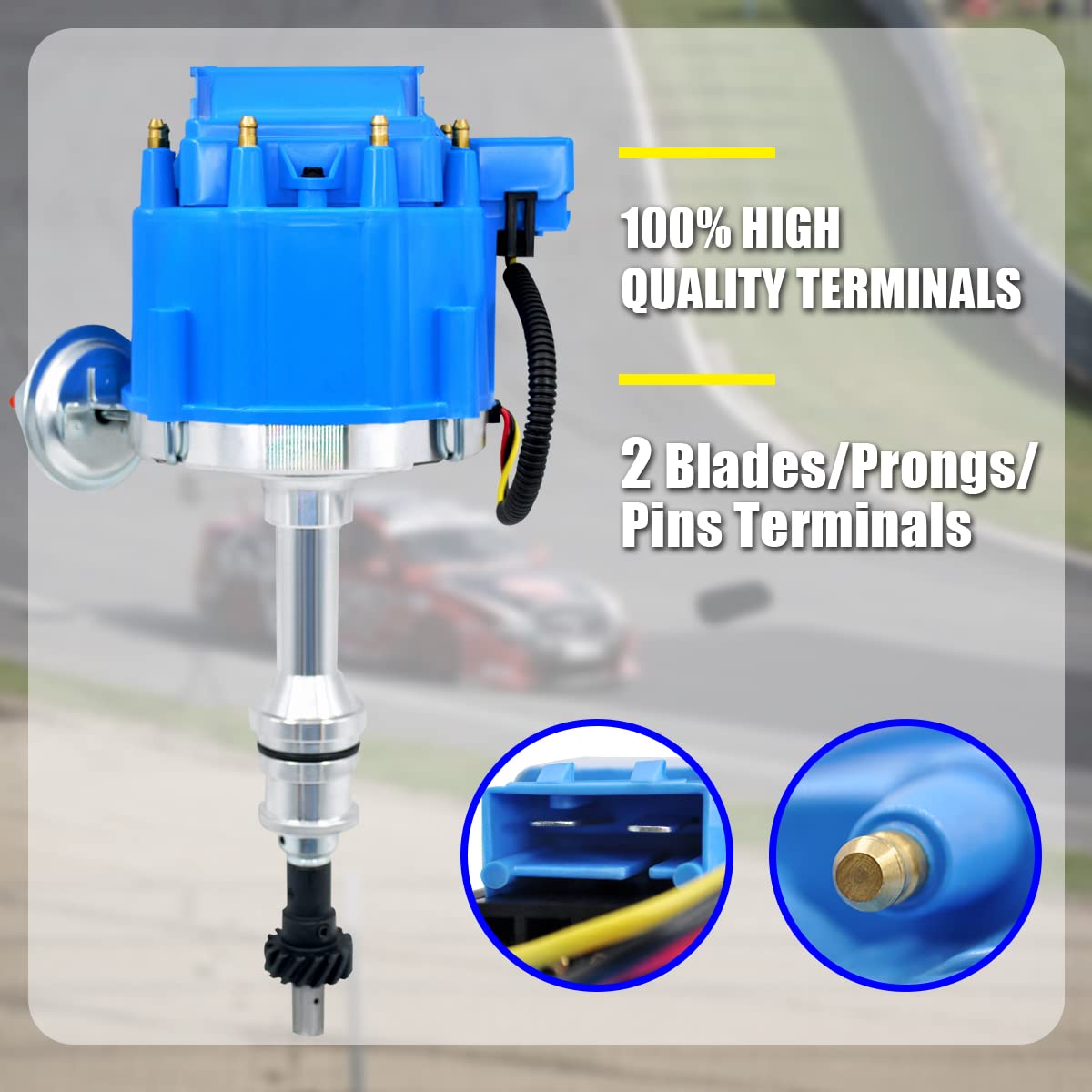 MAS Complete HEI Distributor 65K Coil 7500 RPM Compatible with Small Block Ford SBF 5.8 L 351W Windsor 8 Cylinder One Wire Insta