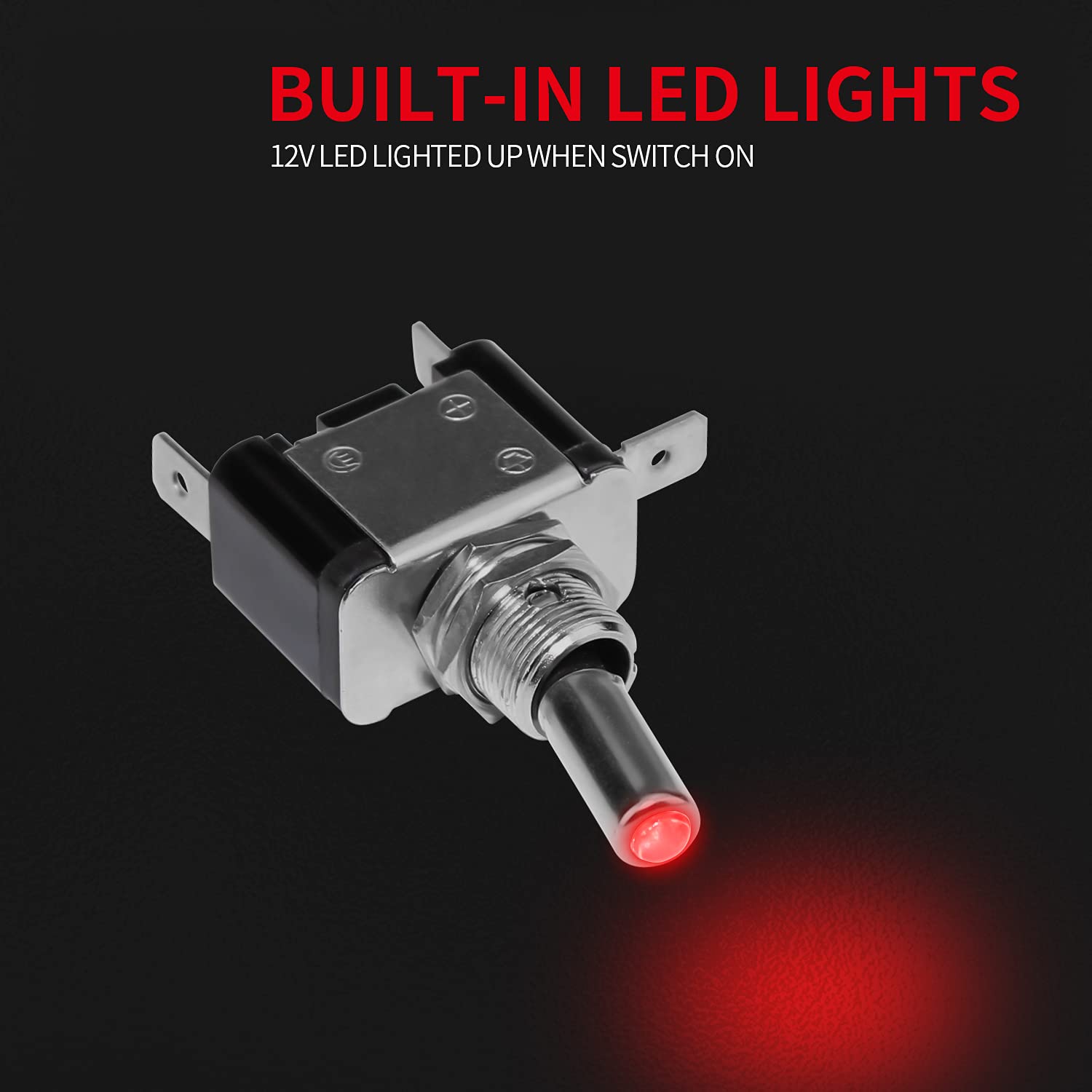 Daiertek Red 12V Led Lighted Toggle Switch With Aircraft Guard Safety Flip Cover 12 Volt Dc 20A Heavy Duty Covered Illuminated L