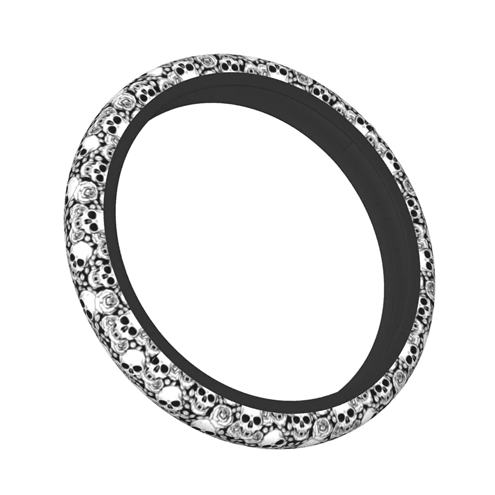 Skull Steering Wheel Cover Non Slip Black And White Neoprene Steering Wheel Protector Covers Universal 15 Inch For Women Men Car