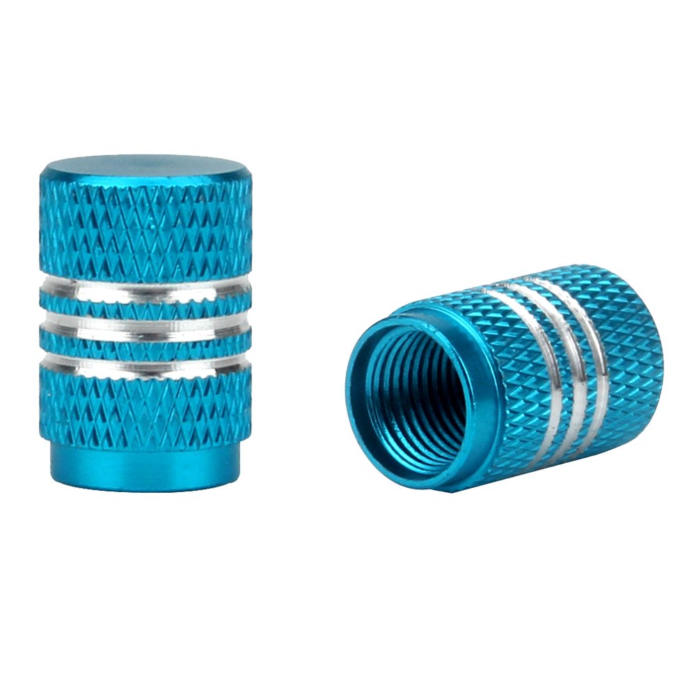 Senzeal Aluminum Round Style Car Tire Valve Stem Caps 5Pcs Sky Blue