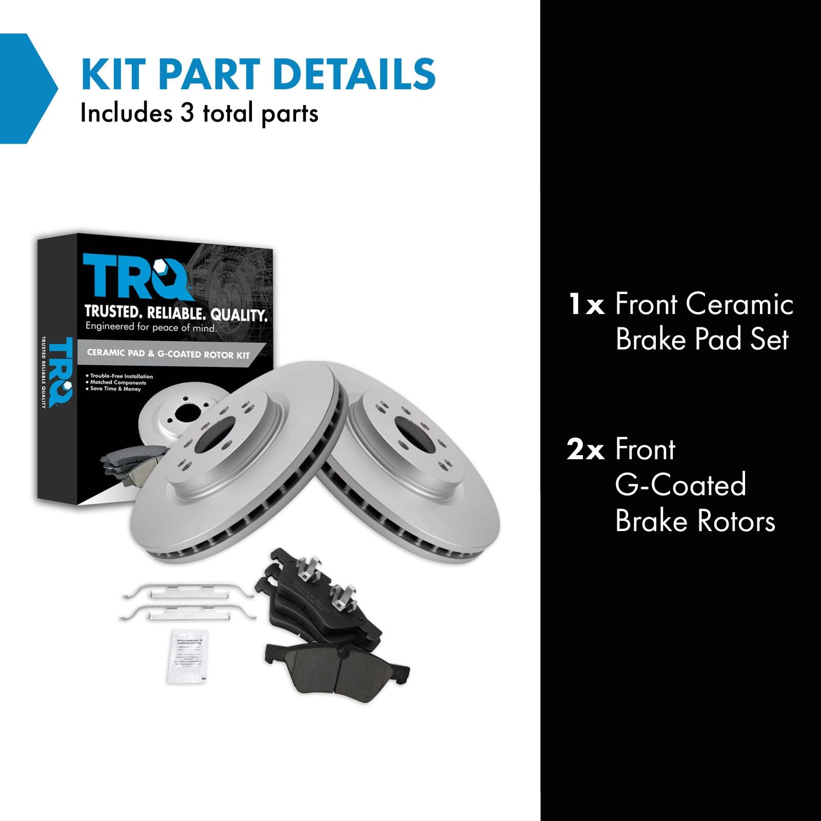Trq Front Brake Pad & Rotor Kit Brake Pads Brake Rotor Ceramic Vented Premium G-Coated Compatible With 2007-2009 Mercedes-Benz M