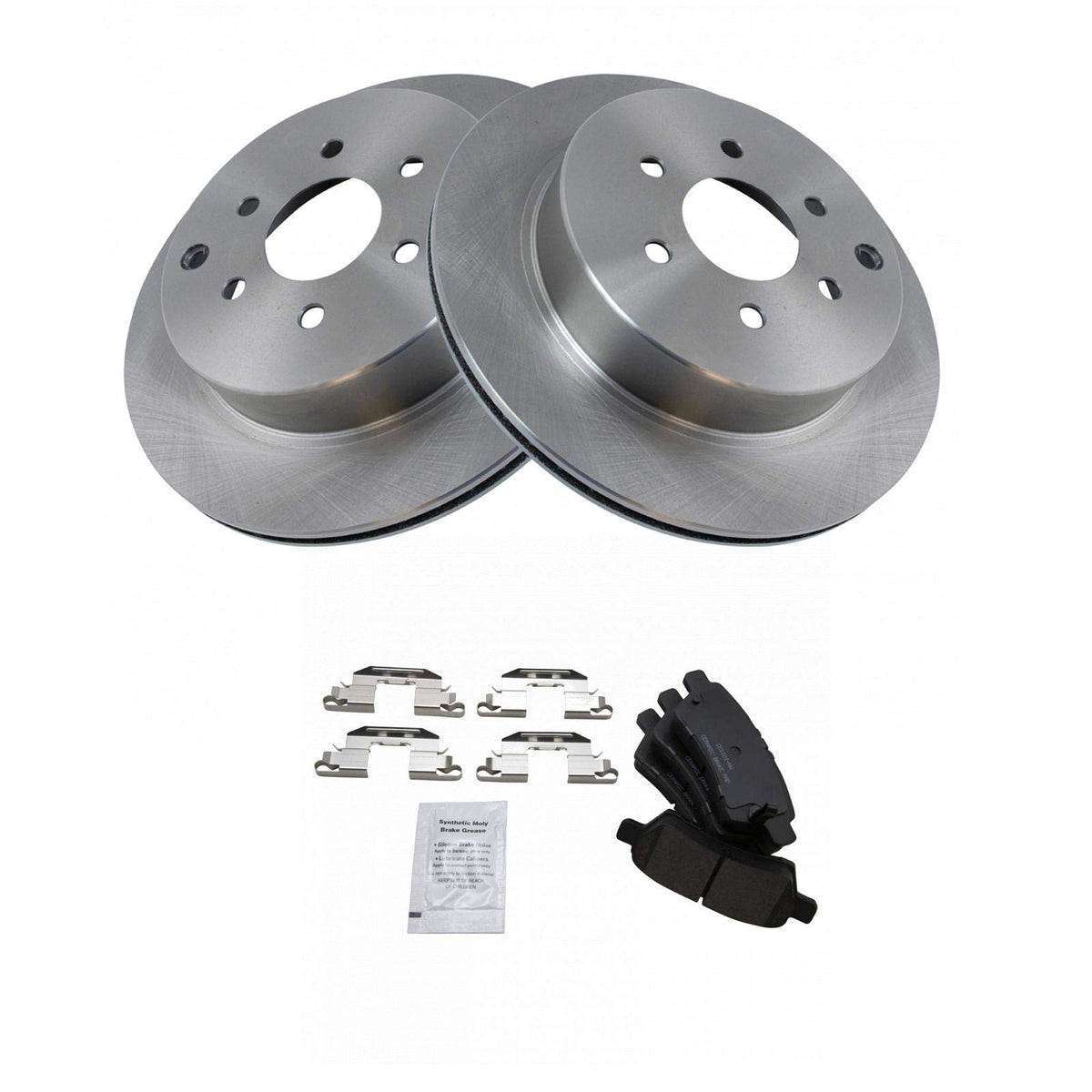 TRQ Rear Brake Pad & Rotor Kit Brake Pads Brake Rotor Ceramic Compatible with 2005-2012 Nissan Pathfinder