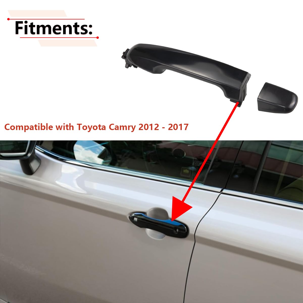 RLB-HILON Exterior Door Handle Compatible with Toyota Camry 2012 2013 2014 2015 2016 2017 Year, for Front Right Passenger Side D